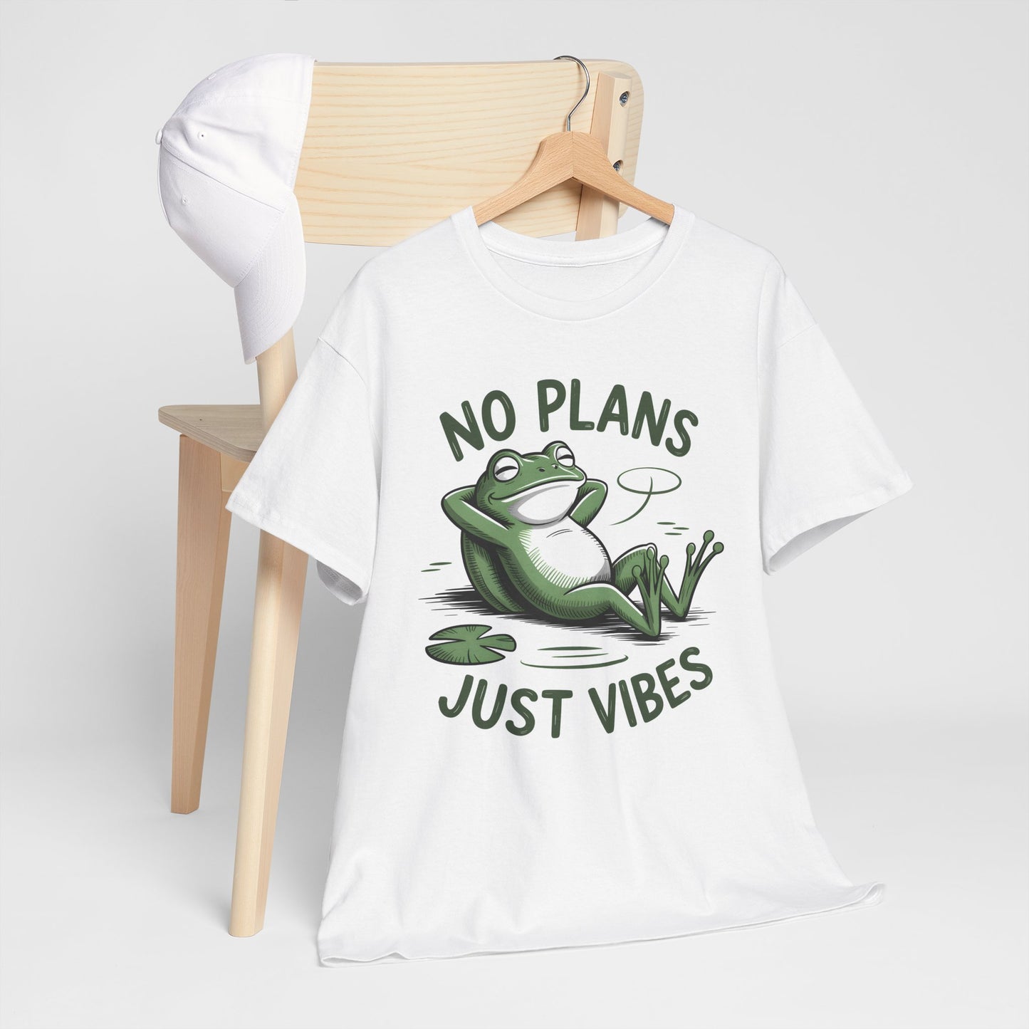 Funny Frog T-Shirt – “No Plans Just Vibes” Relaxed Graphic Tee - 14857