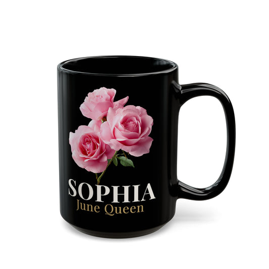 Personalized June Queen Mug – Custom Name Floral Coffee Mug, June Birthday Gift for Her - 14901
