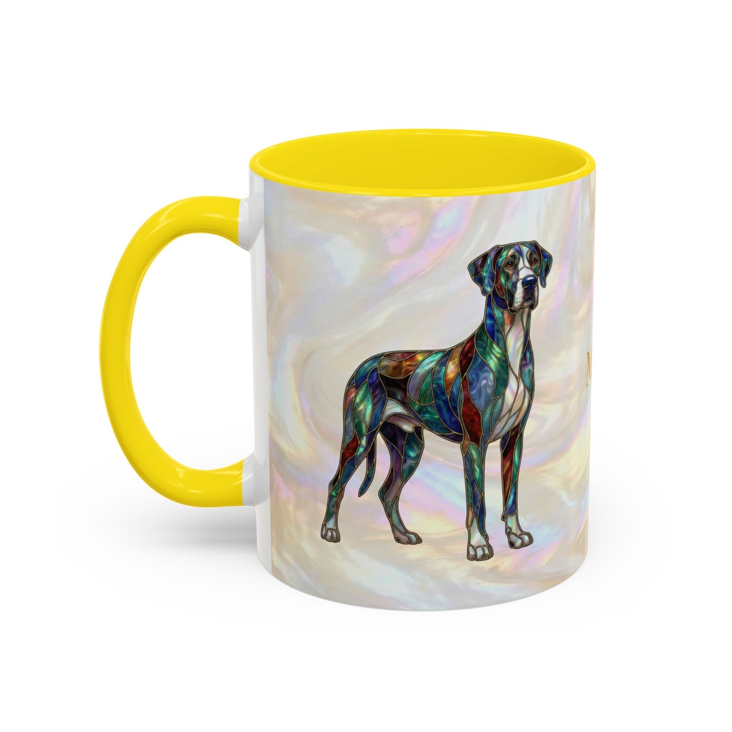 Personalized Great Dane Dog Mug — Stained Glass Design (11/15 oz) - 14550