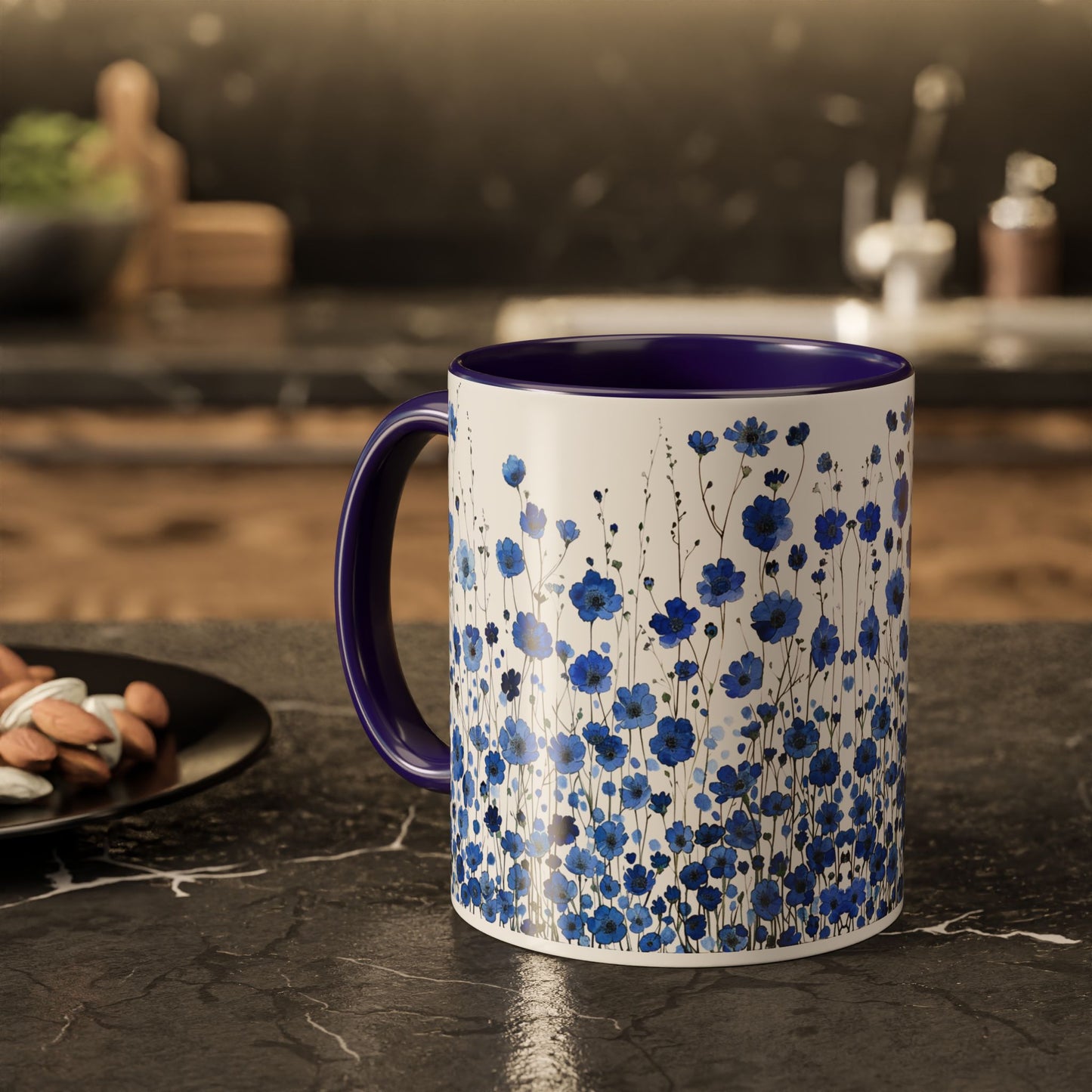 Field of Blue Flowers - Accent Coffee Mug (11, 15oz) - 10645