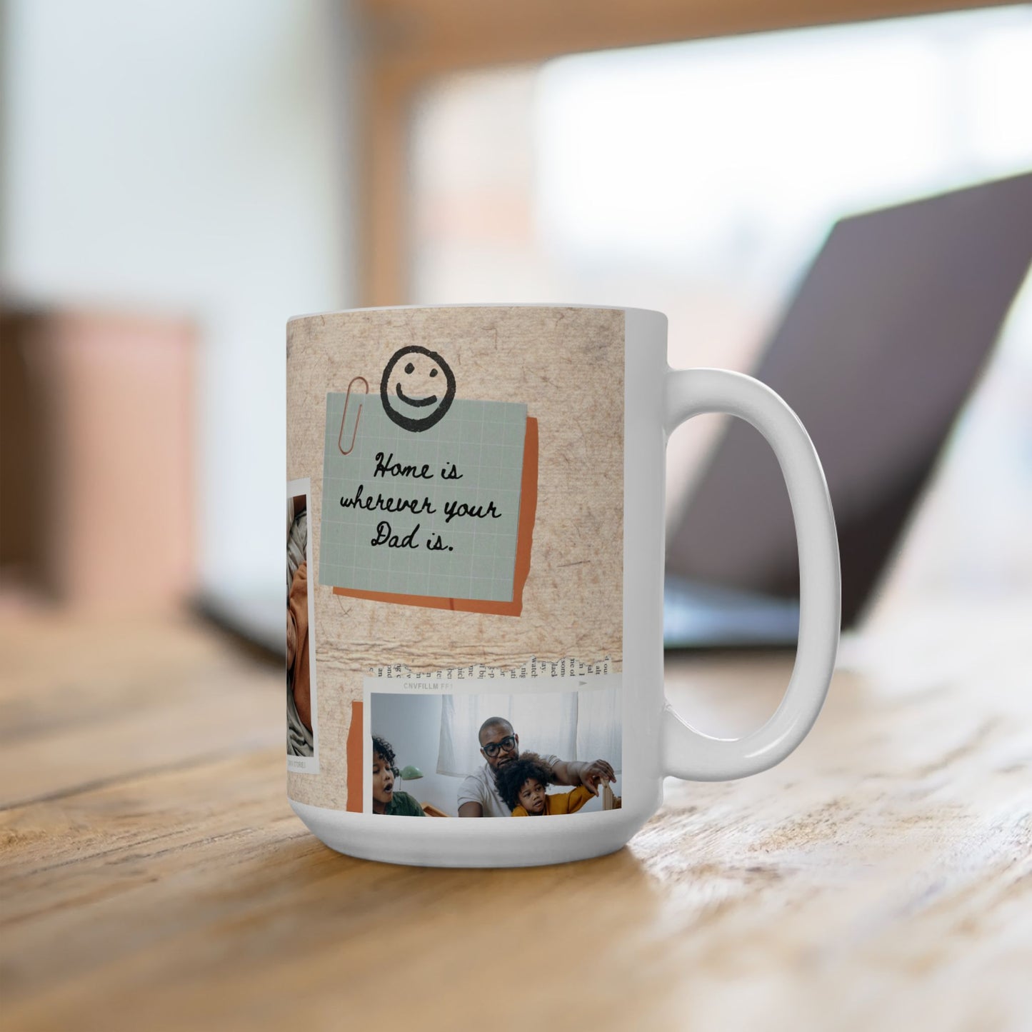 Home is Wherever Your Dad is, Ceramic Mug, Personalized Photo Coffee Cup - 14065