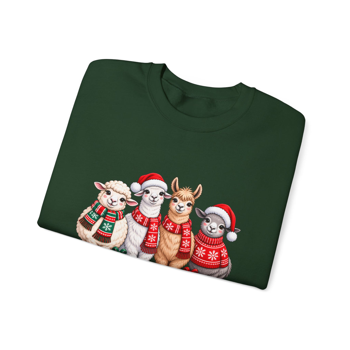 Festive Christmas Animal Friends Sweatshirt, Cute Sheep & Alpaca Holiday Crewneck - 14553