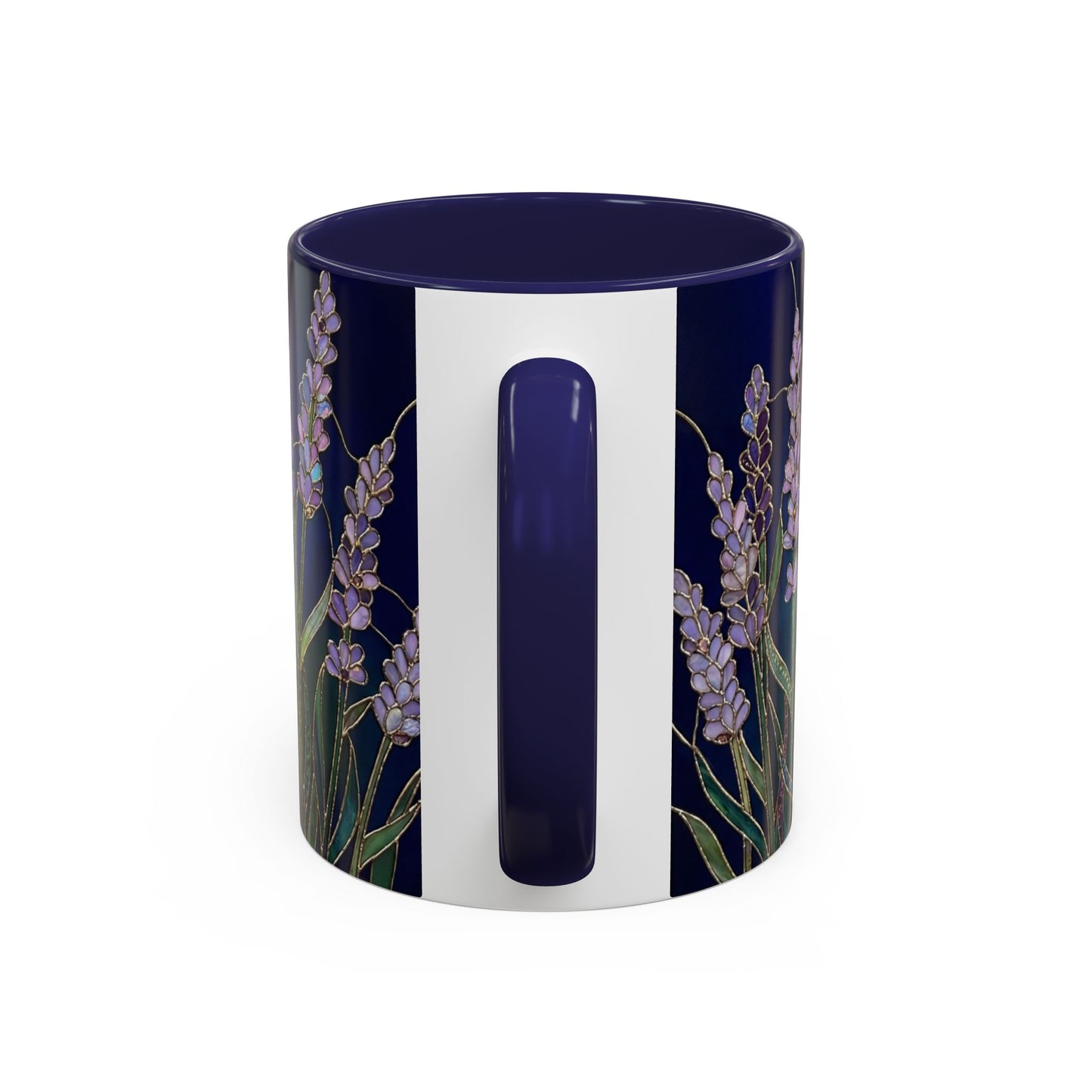 Lavender Floral Accent Coffee Mug — Stained Glass Design 11/15oz - 14531