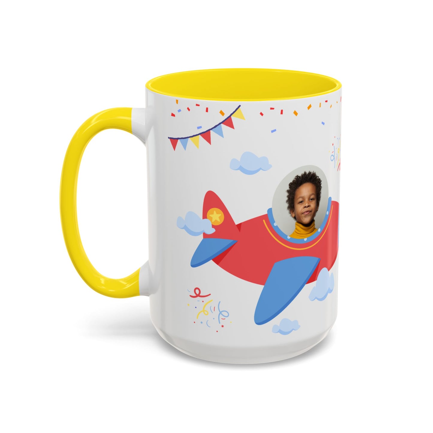 Happy 6th Birthday to A Boy Pilot, Details Customizable - Accent Coffee Mug (11, 15oz) - 11233