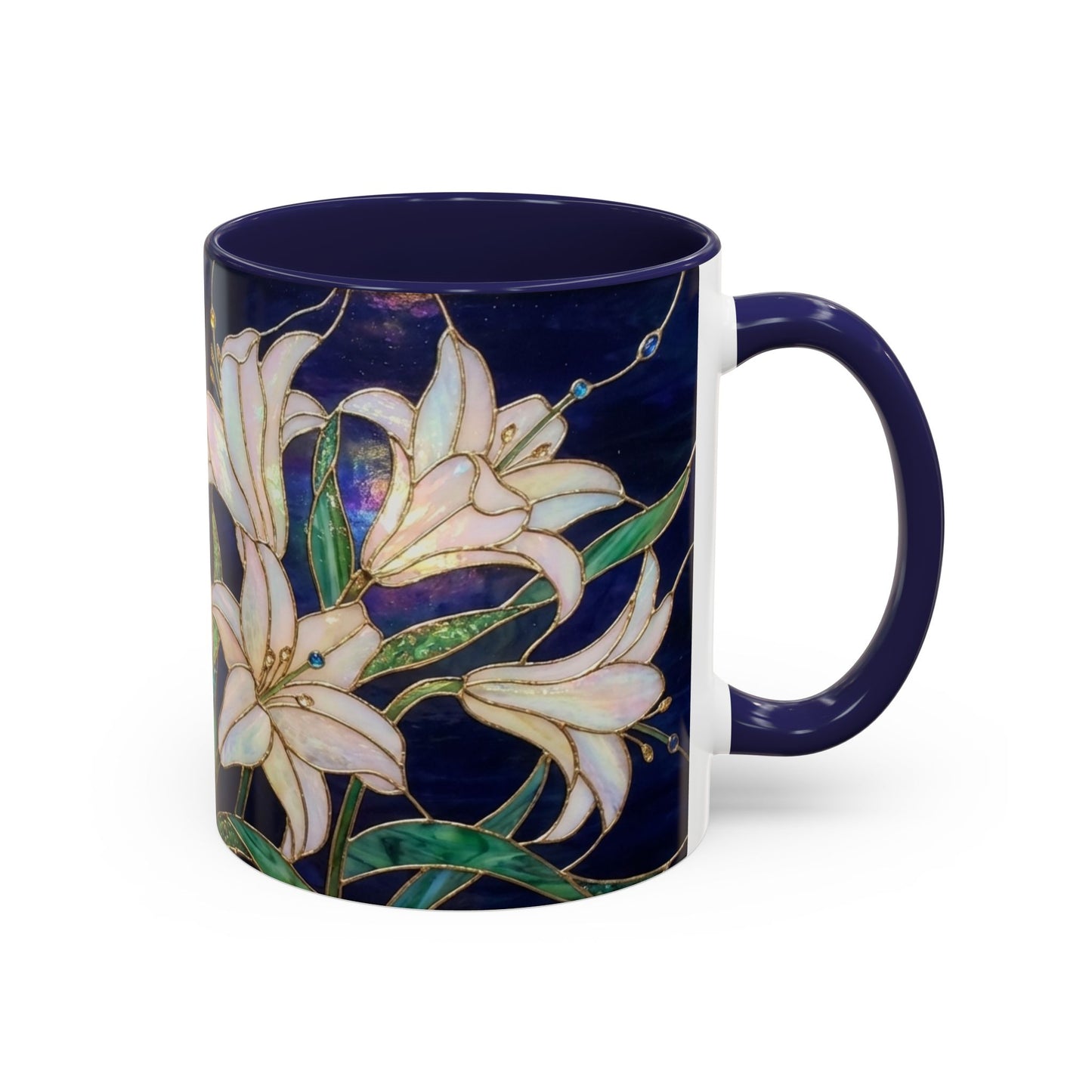 Lily Floral Accent Coffee Mug — Stained Glass Style 11/15oz - 14575
