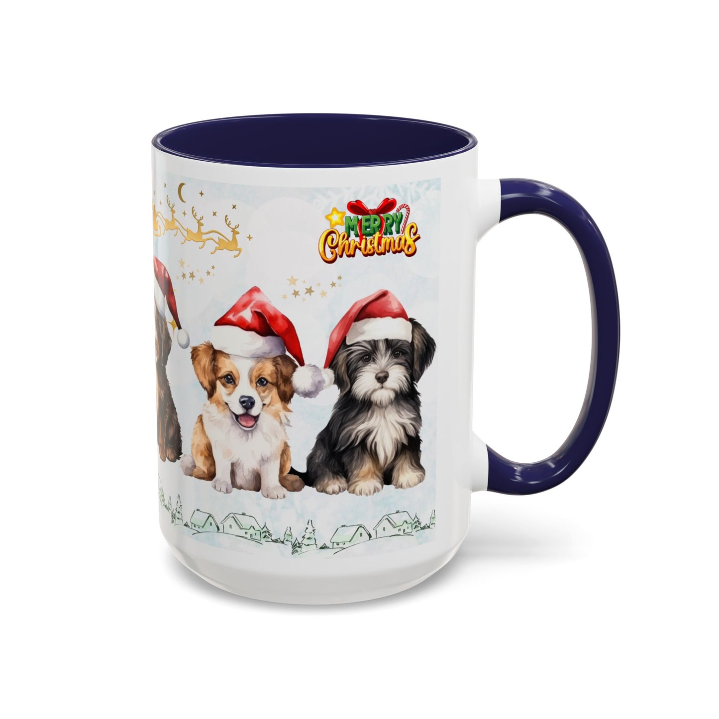 Merry Christmas, Puppies - Accent Coffee Mug (11, 15oz)