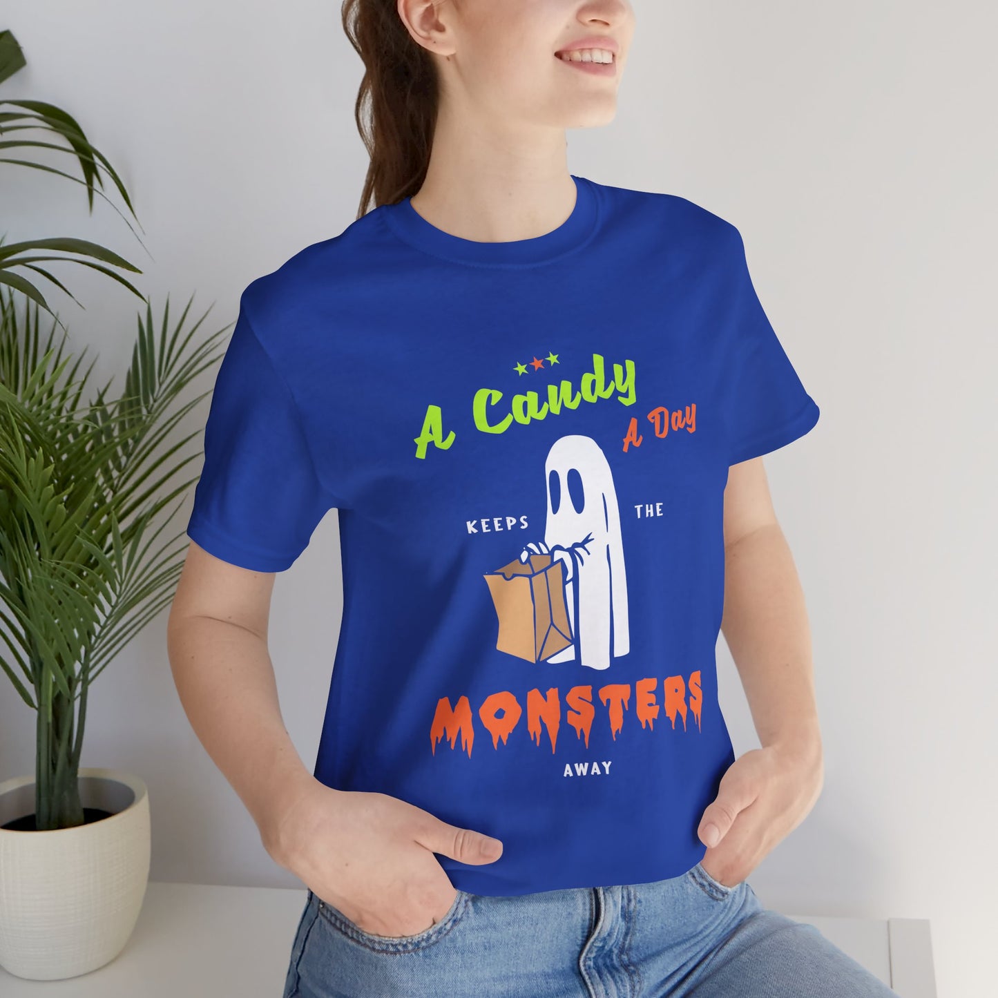 Halloween: A Candy Day Keeps The Monsters Away - Unisex Jersey Short Sleeve Tee - 12663