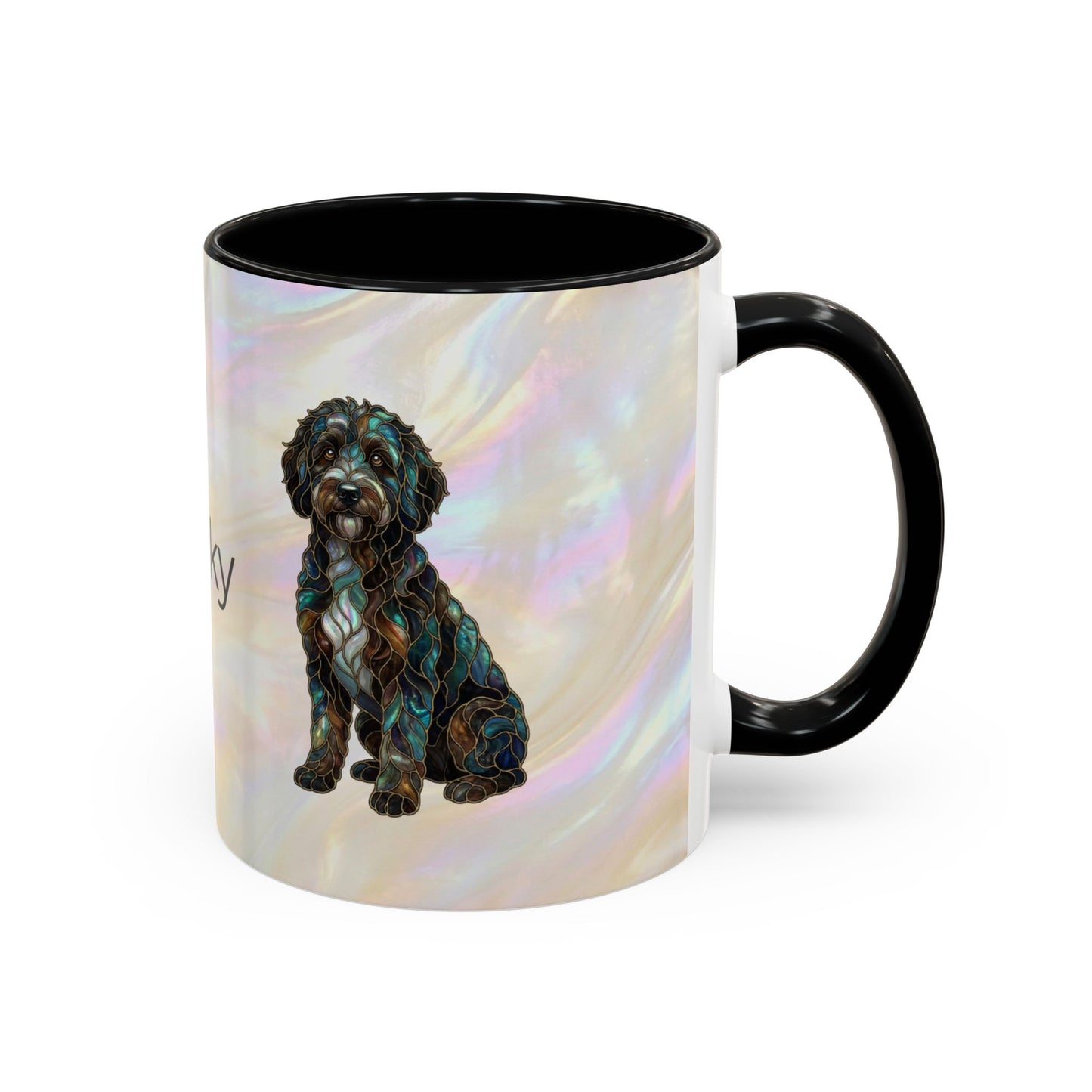 Portuguese Water Dog Accent Coffee Mug — Stained Glass Design (11/15oz) - 14655