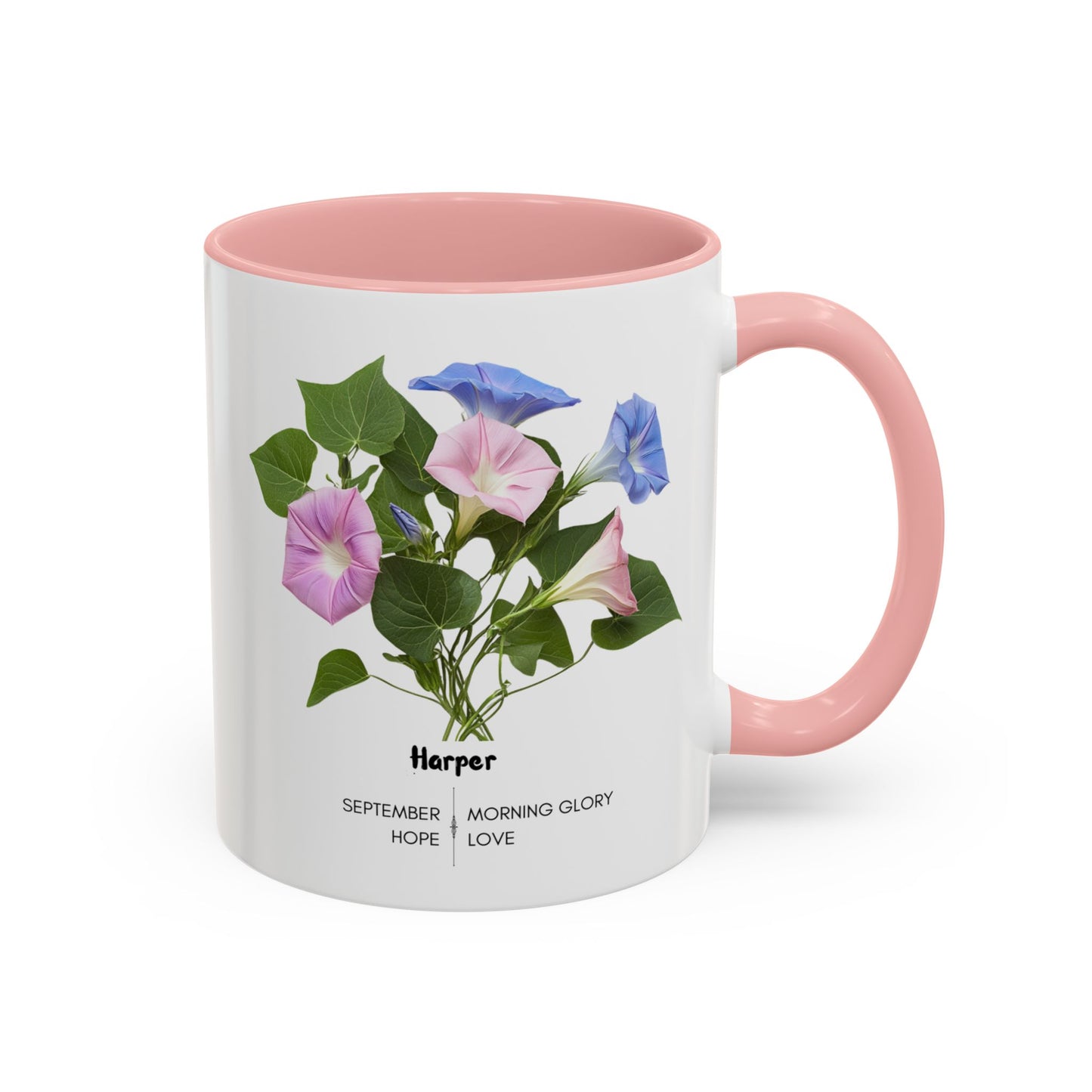 Happy Birthday: September Born, Morning Glory Flower, Customizable - Accent Coffee Mug (11, 15oz)