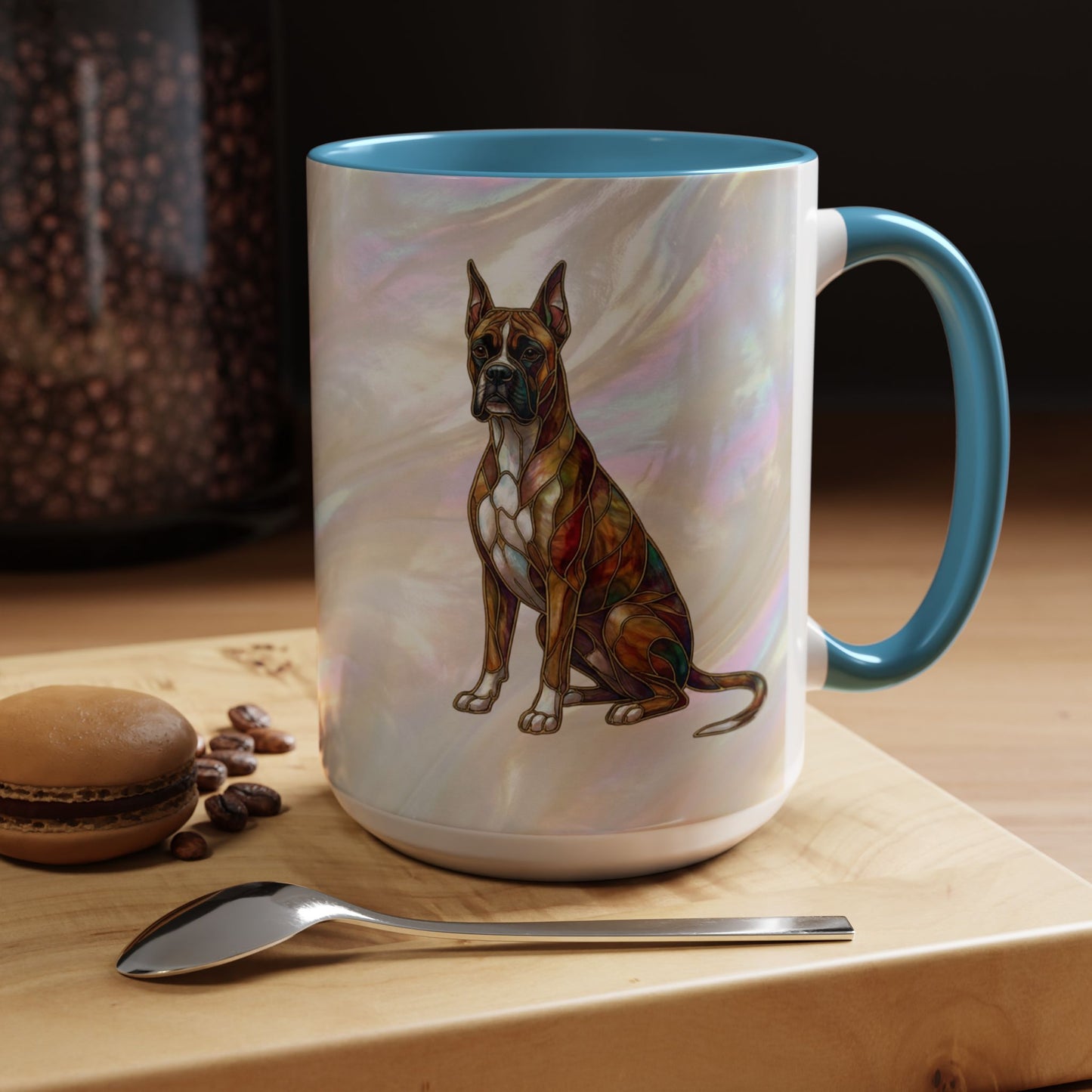 Boxer Accent Coffee Mug -Stained Glass Style (11/15oz) - 14621
