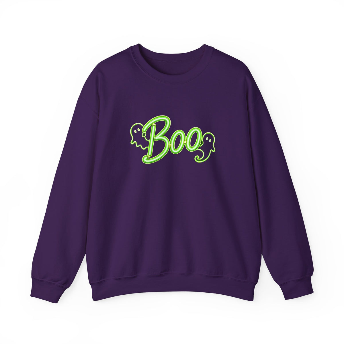 Neon Boo Halloween Sweatshirt, Cute Ghost Crewneck - 14517