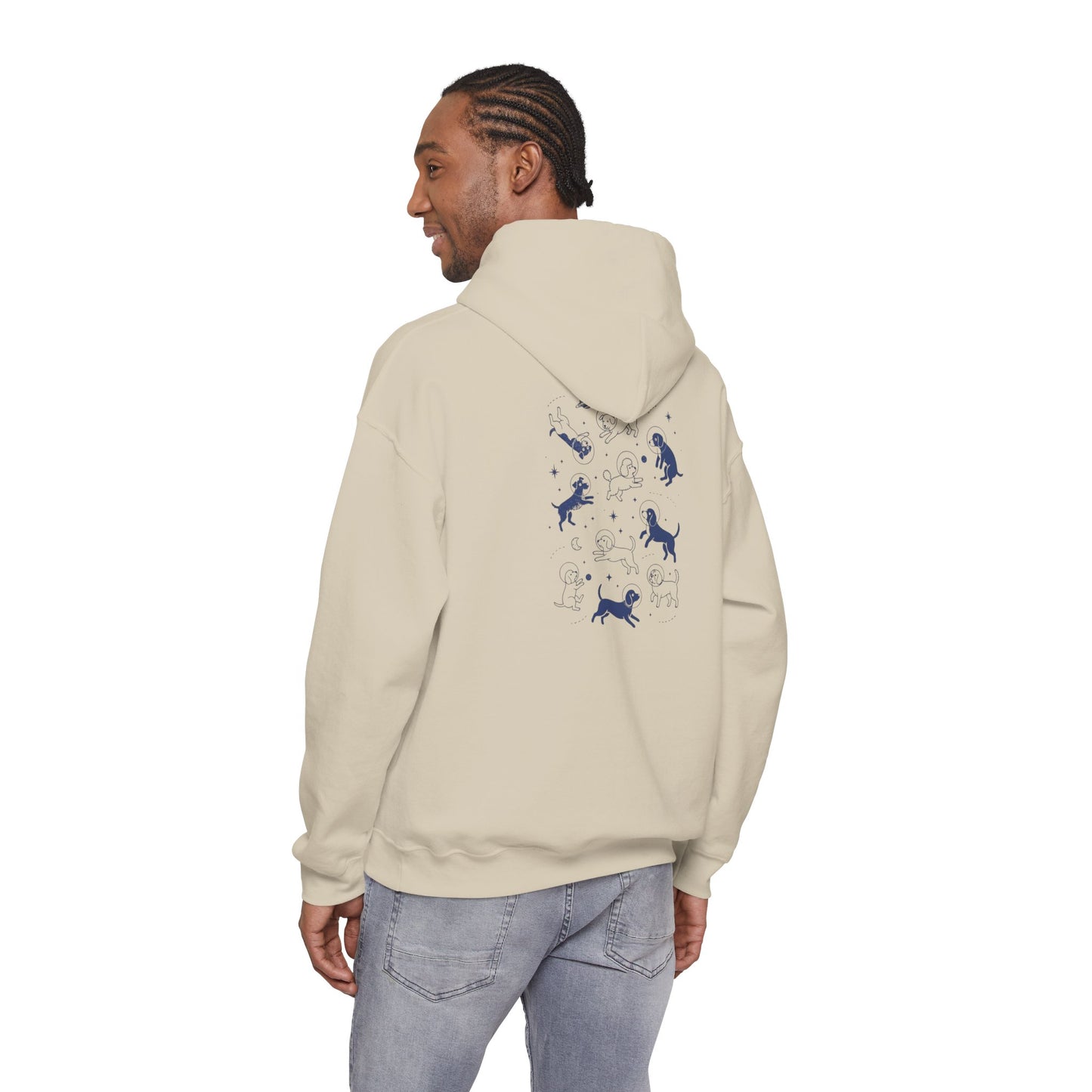 Dog in Space Hoodie – Space Puppy Graphic Hooded Sweatshirt, Unisex Heavy Blend™ - 14679