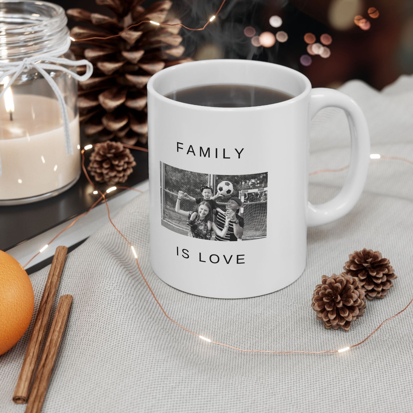 Family is Love, Photos, Customizable - Ceramic Mug, (11oz, 15oz) - 10995