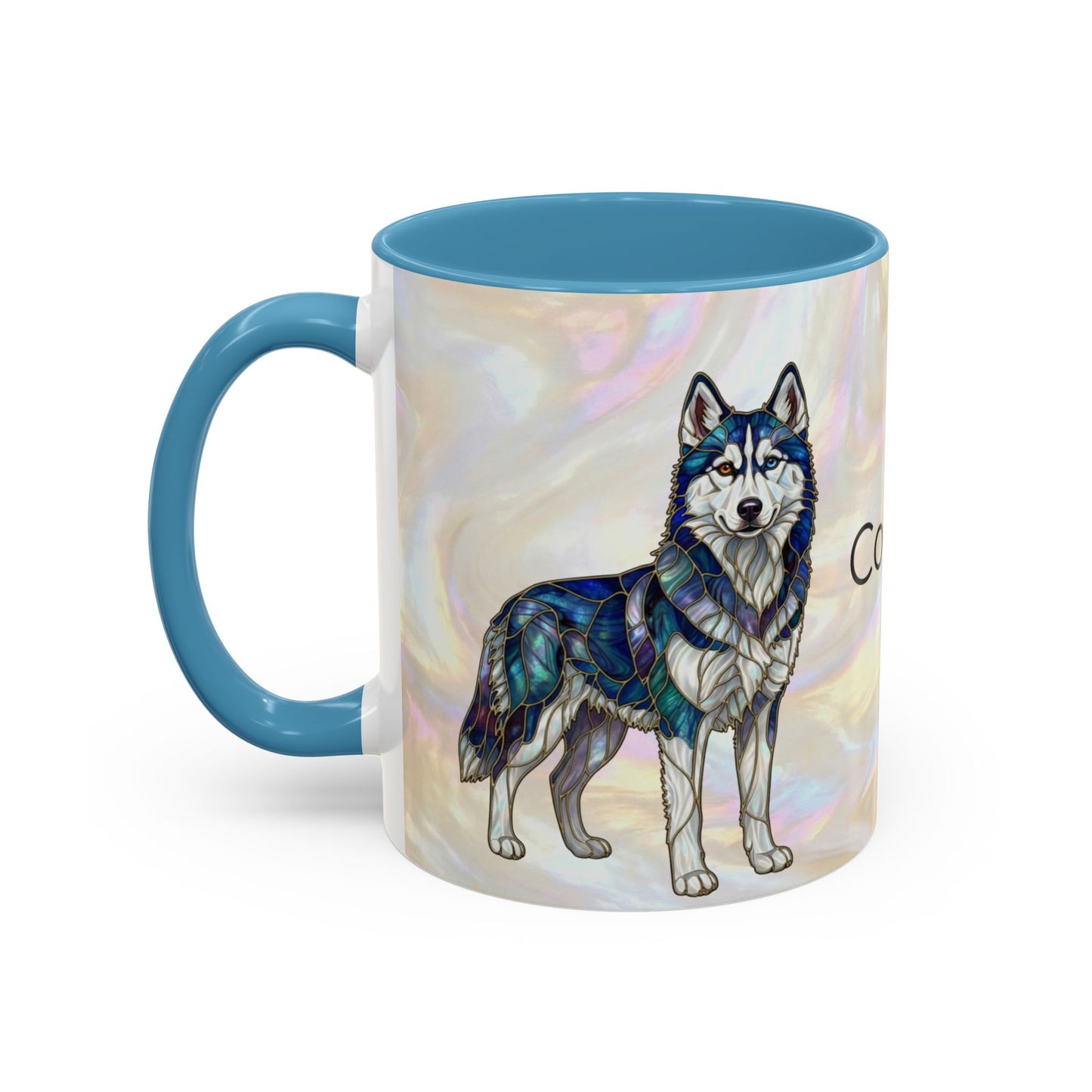 Personalized Husky Accent Coffee Mug – Stained Glass Design (11/15oz) - 14543