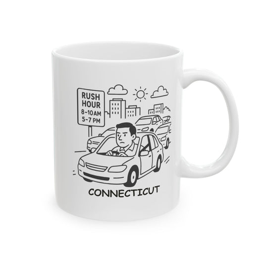 "Connecticut: Where the only thing quicker than the morning rush is the evening rush." Ceramic Mug - 13839