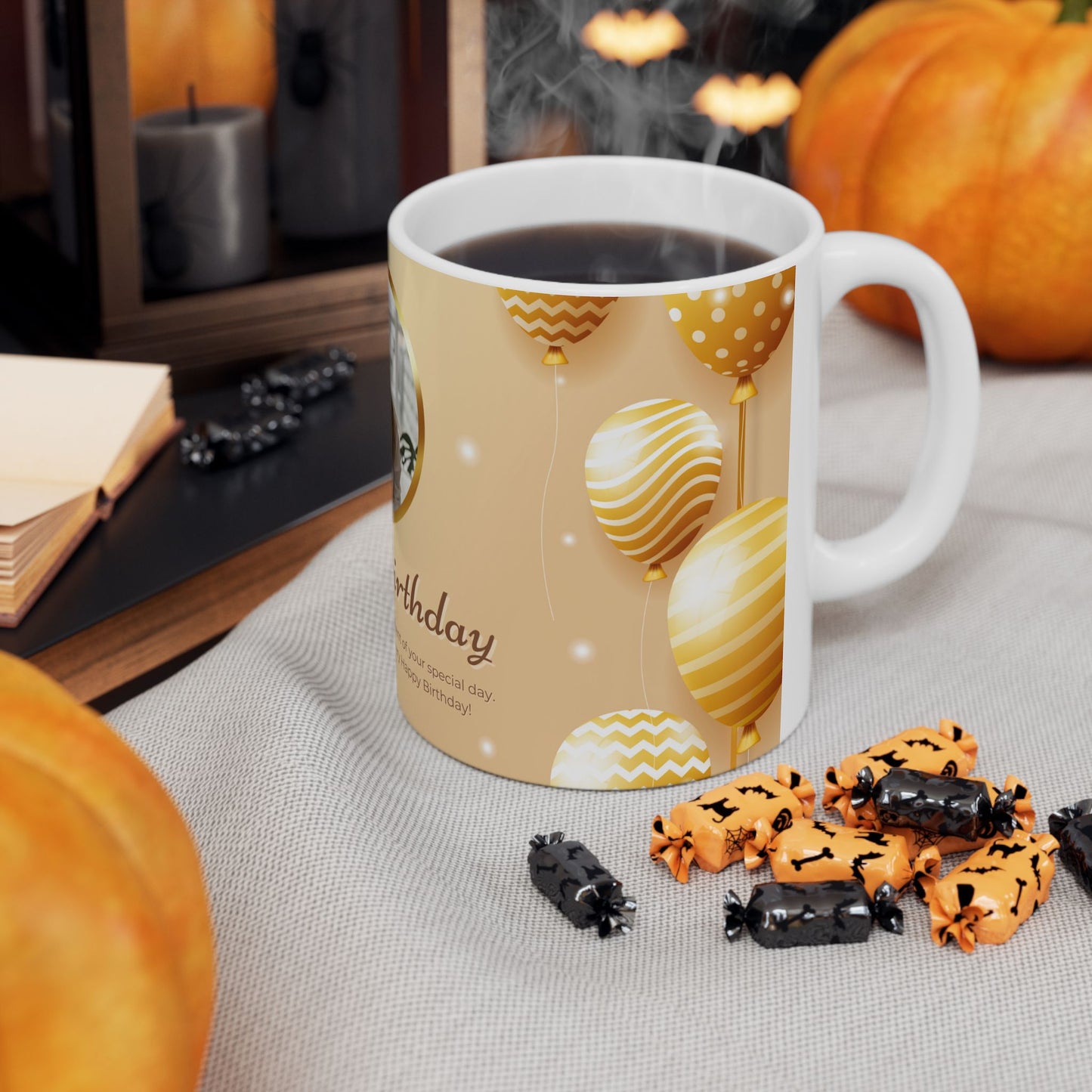 Happy Birthday Ceramic Mug, Customized Birthday Gift, Celebration Mug, Unique Birthday Present, Festive Coffee Cup - 13981