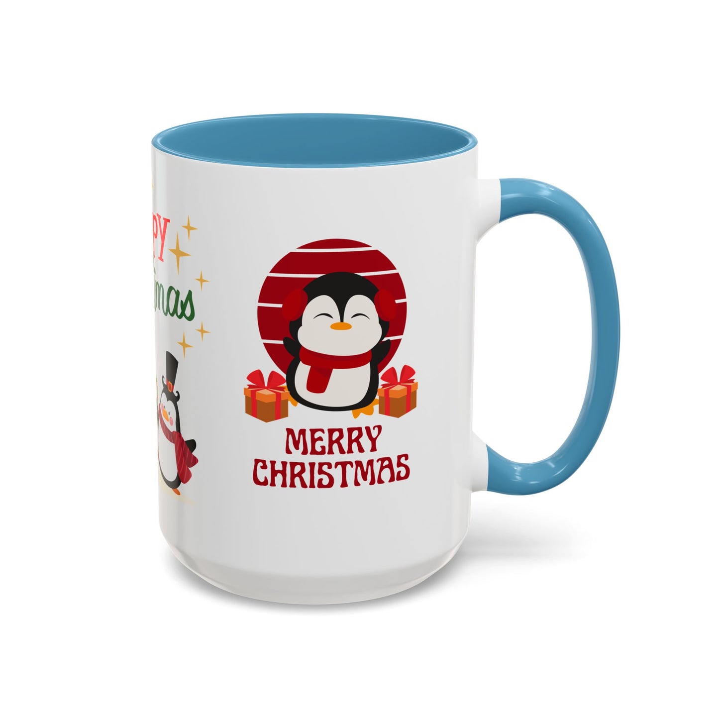 Penguins, Merry Christmas - Accent Coffee Mug (11, 15oz)