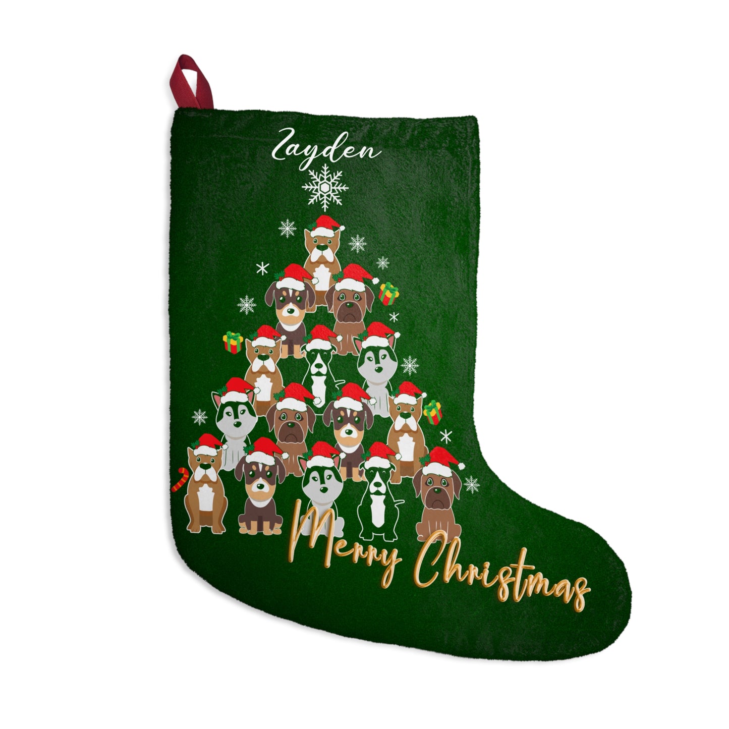 Zayden, Christmas Tree Made from Puppies, Customizable - Christmas Stockings - 10321
