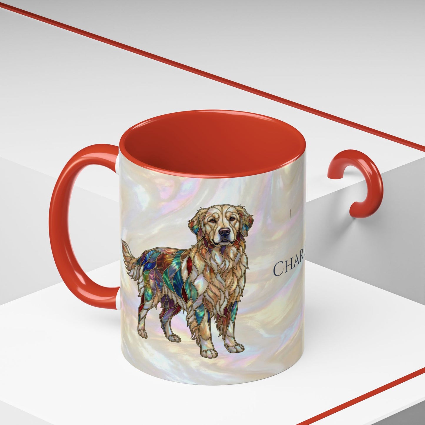 Personalized Golden Retriever Coffee Mug - Stained Glass Design 11/15oz - 14534