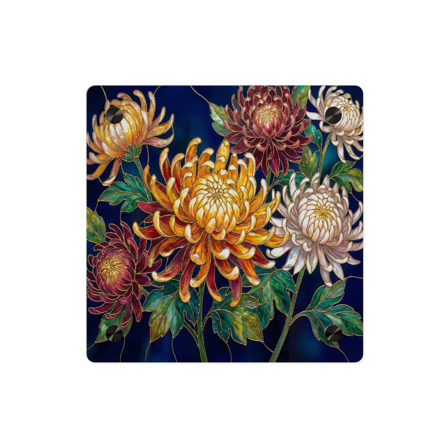 Chrysanthemum Acrylic Wall Art Panel — Floral Botanical Home Décor - 14609
