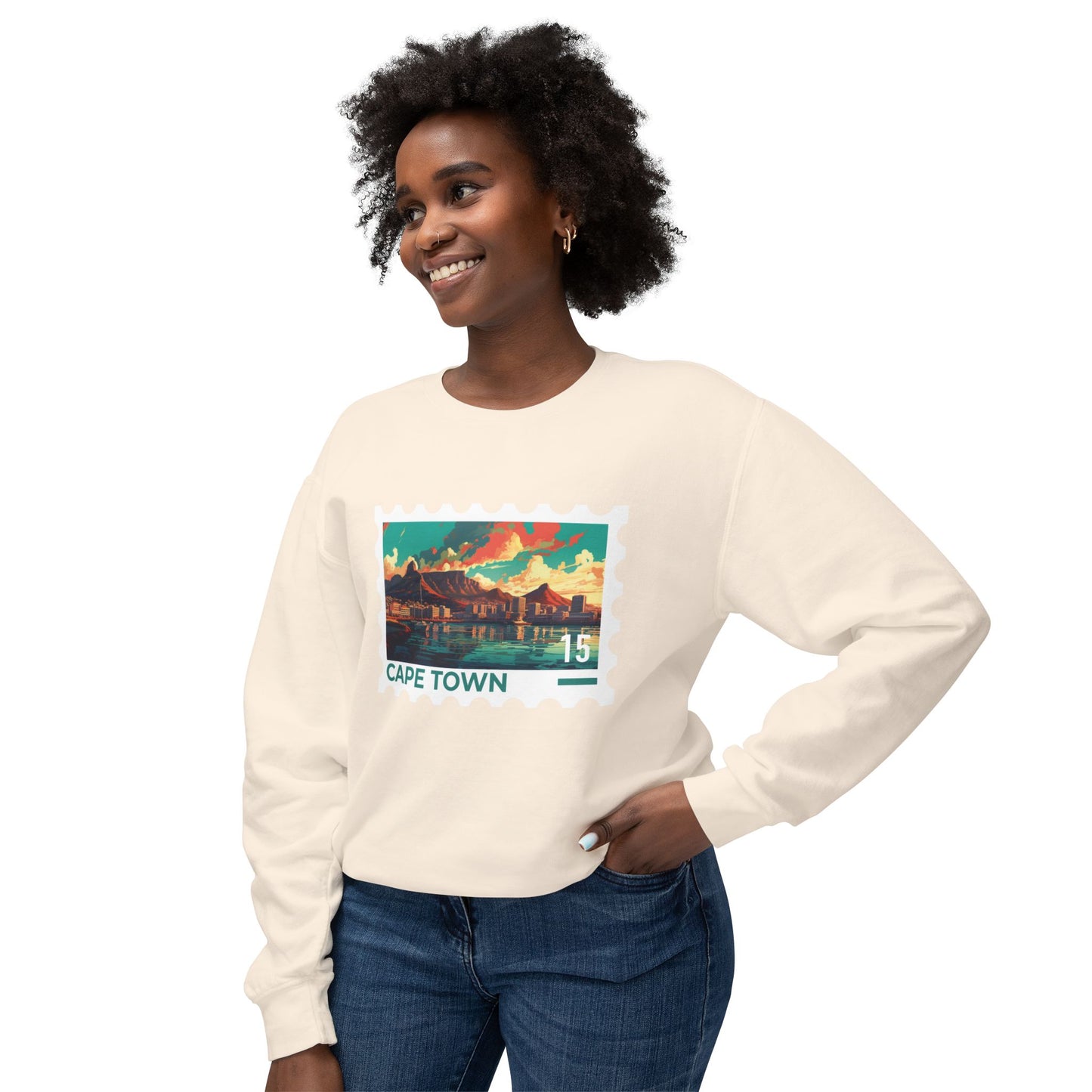 Cape Town Unisex Lightweight Crewneck Sweatshirt - Artistic Scenic Design - 12127