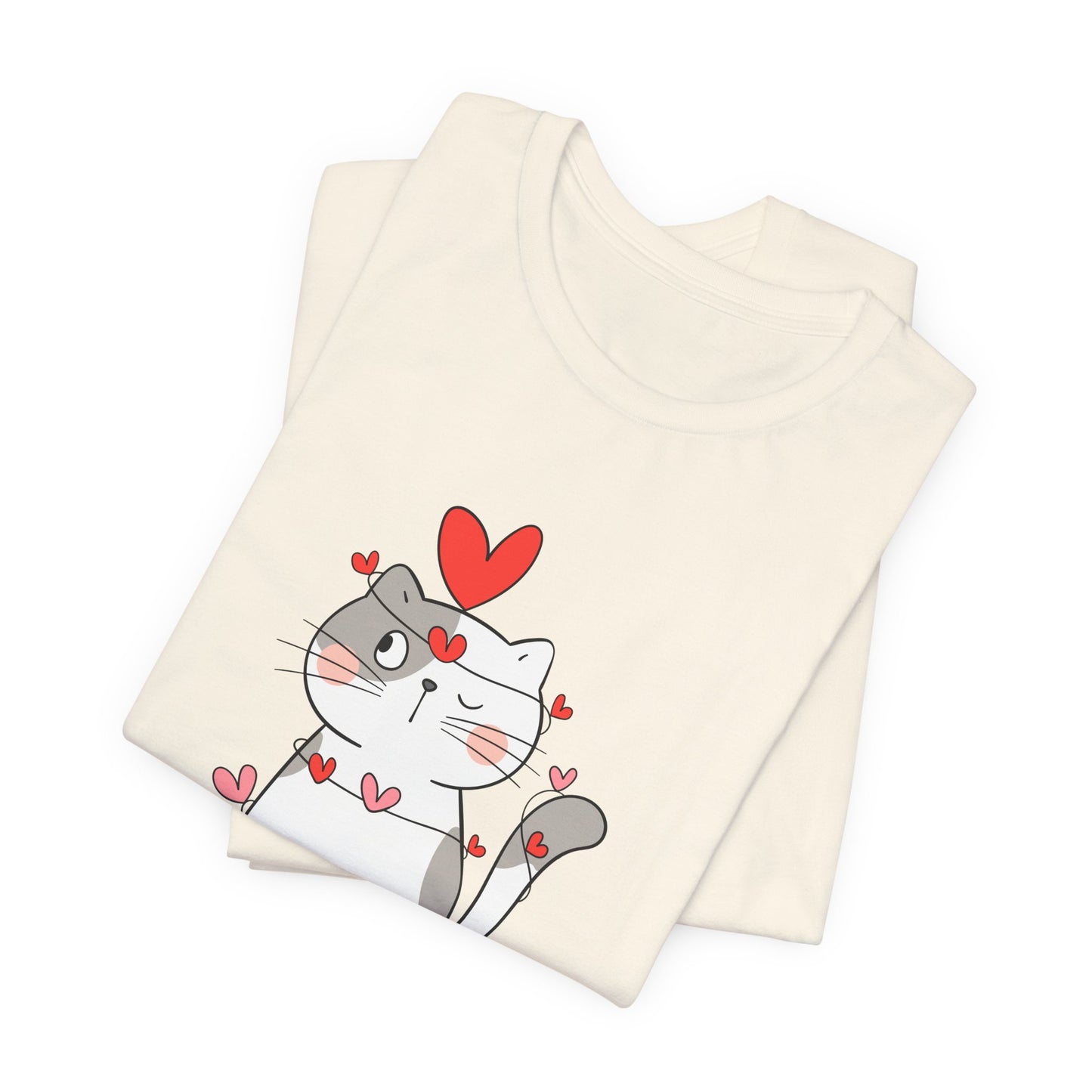 Cute Cat, Happy Valentine's Day - Unisex Jersey Short Sleeve Tee - 11359