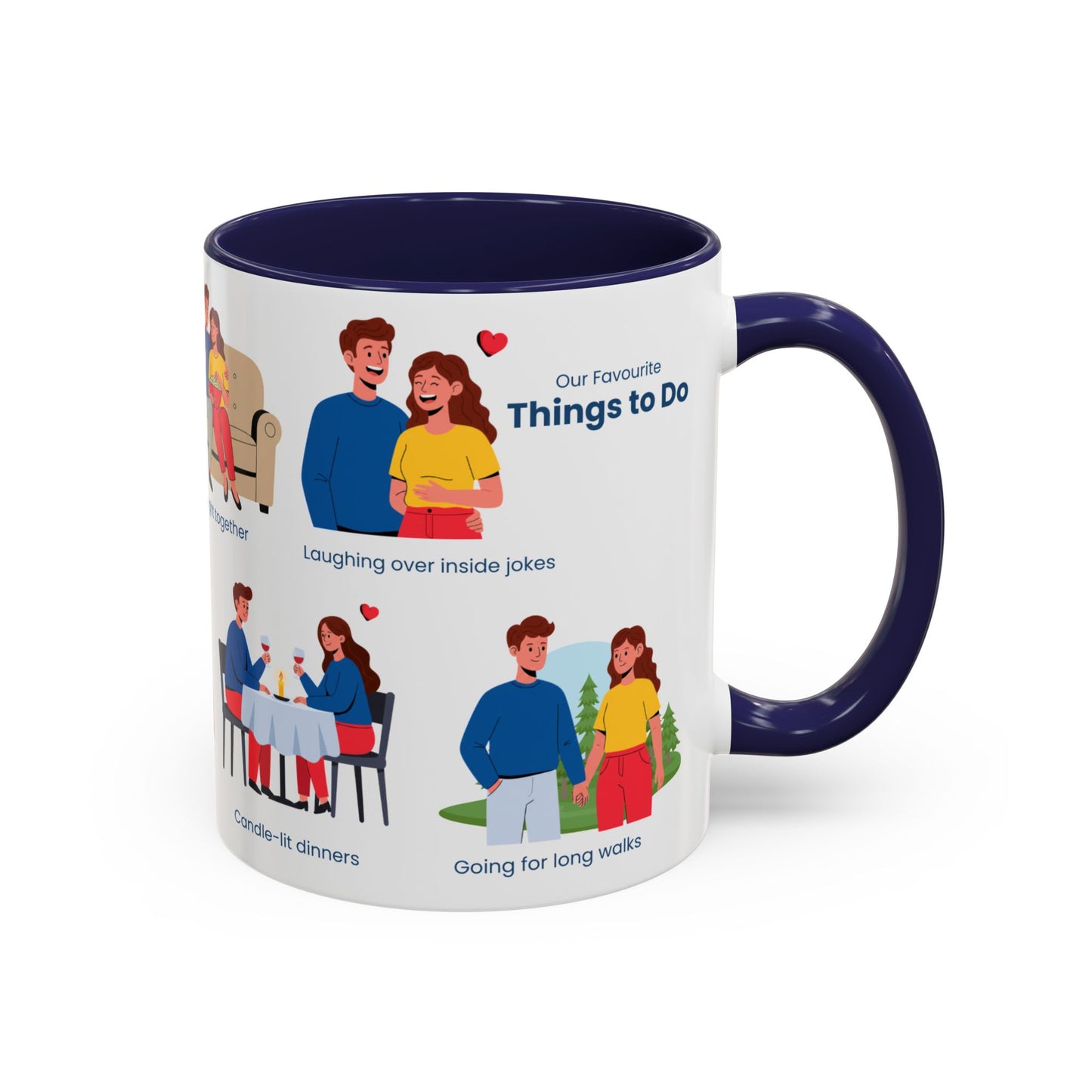 Our Favorite Things to Do Valentine’s Mug – Cozy Couples Illustrated Accent Coffee Mug - 14704