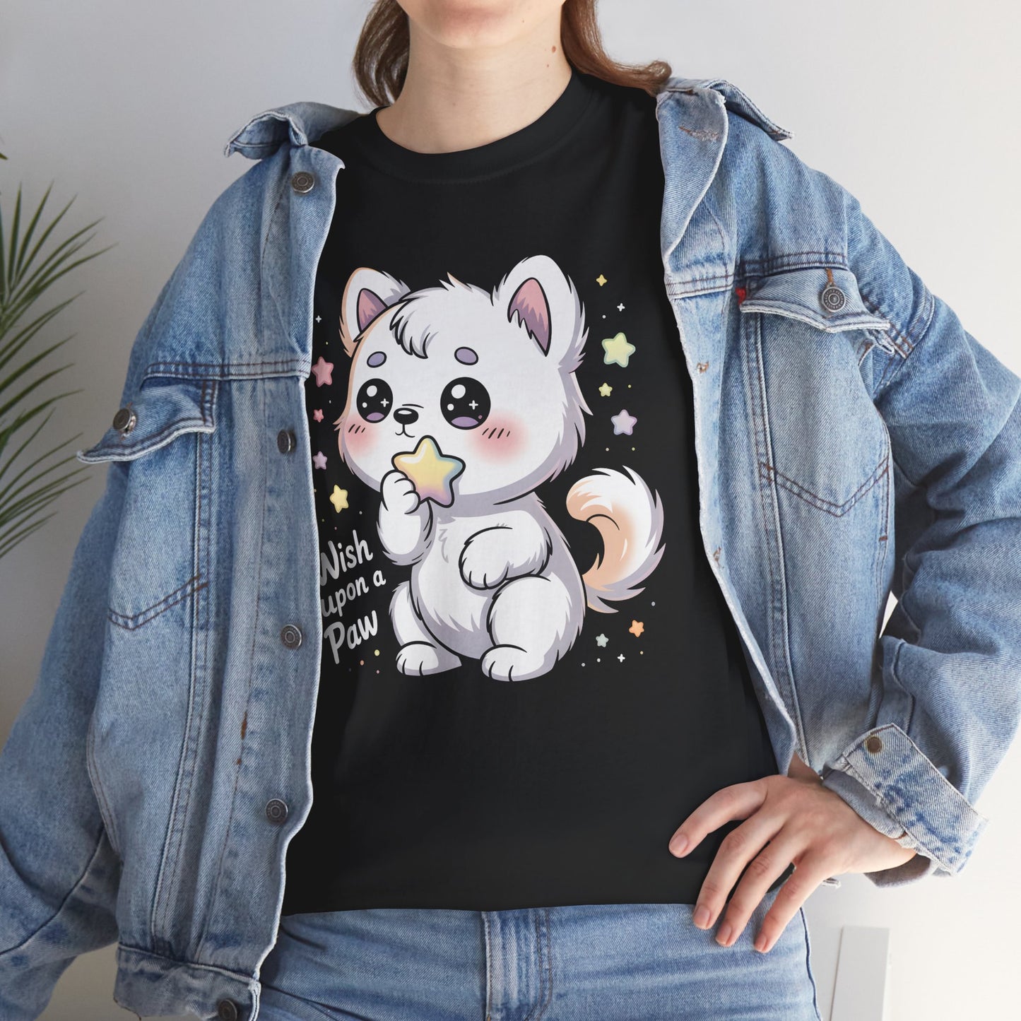 Cute Kitten T-Shirt – “Wish Upon a Paw” Kawaii Cat Tee Gift - 14851