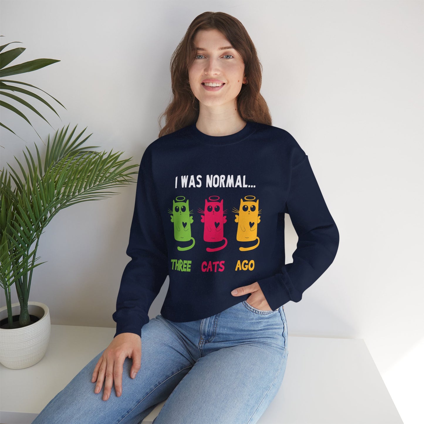 I Was Normal Three Cats Ago - Unisex Heavy Blend™ Crewneck Sweatshirt