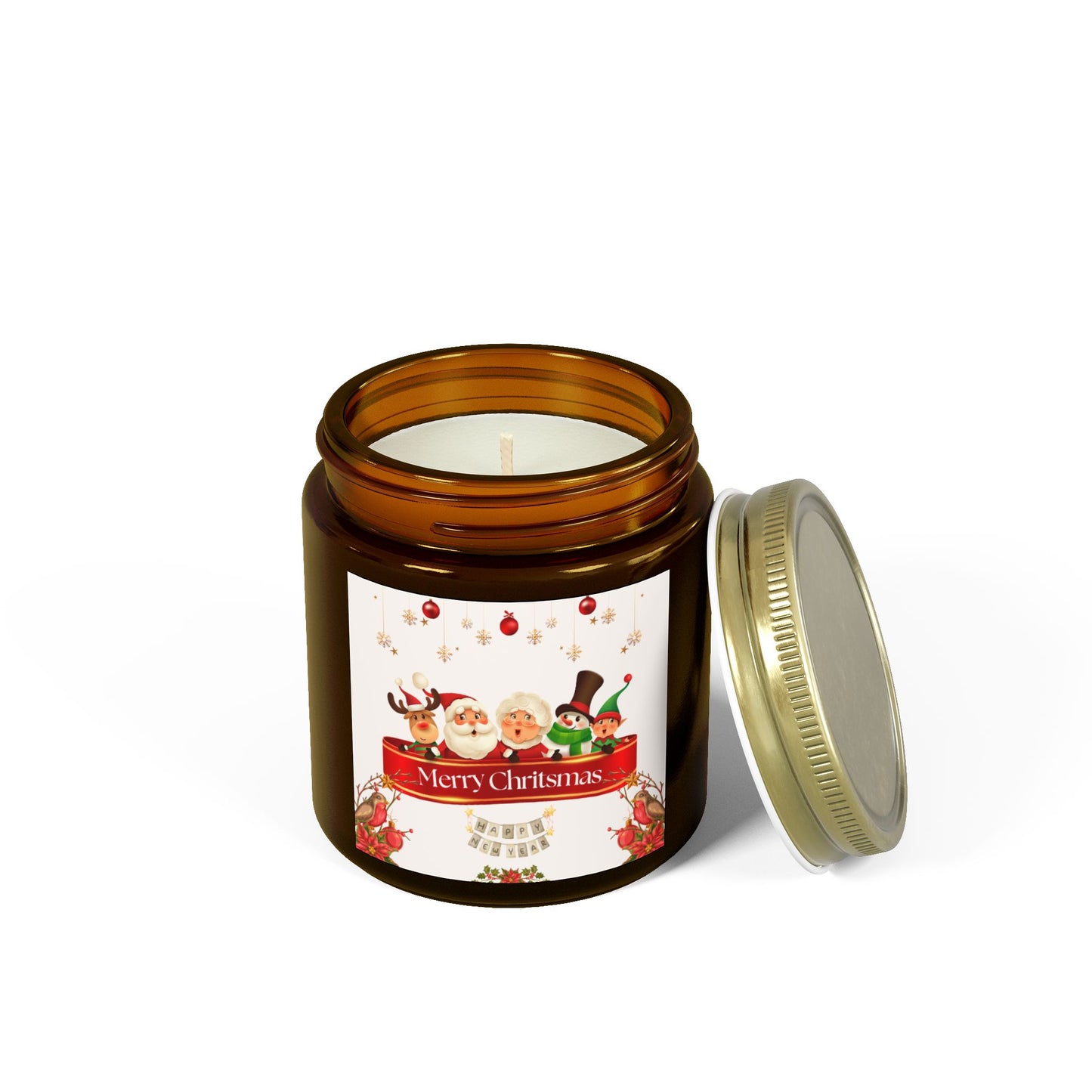 Merry Christmas - Scented Candles, Coconut Apricot Wax (4oz, 9oz)