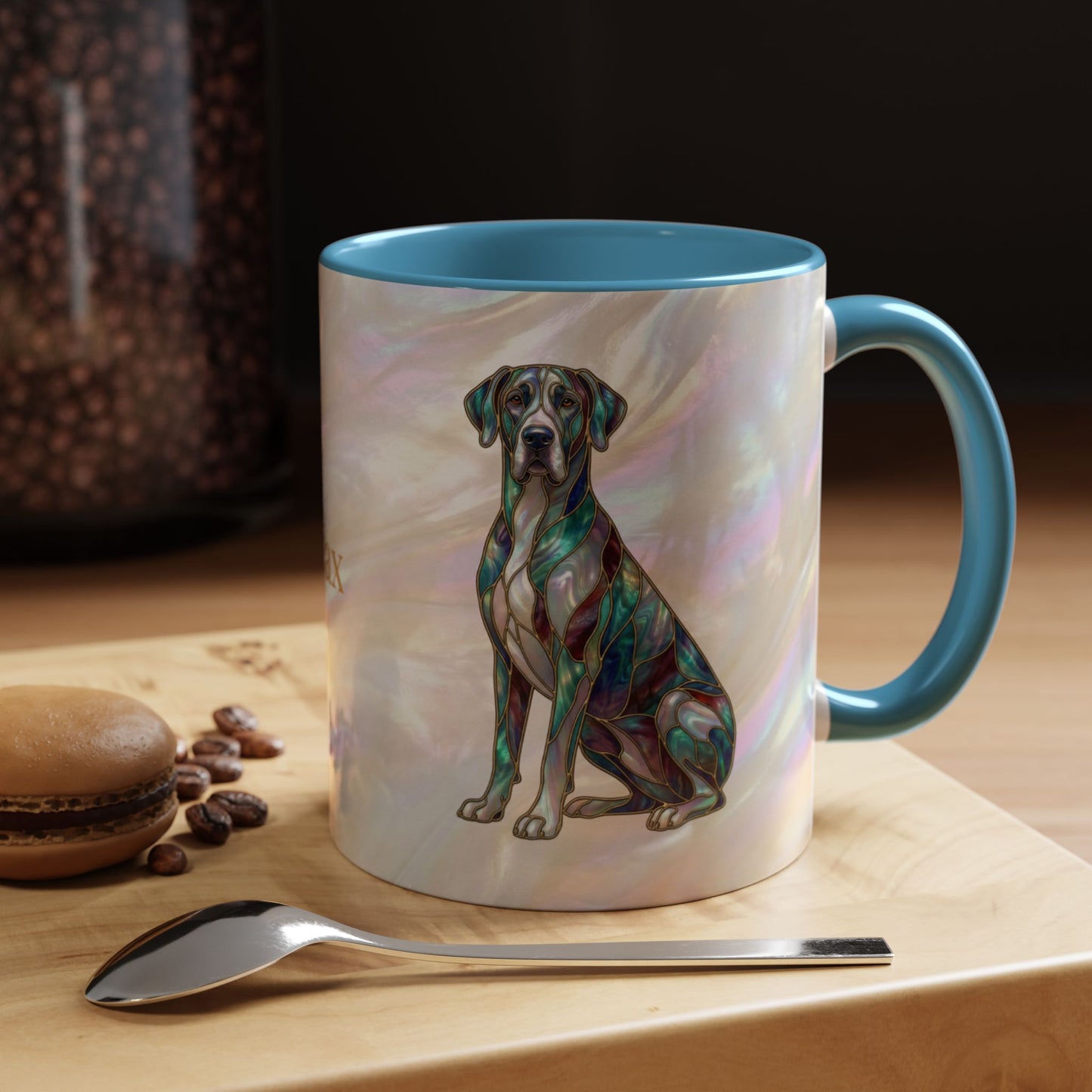 Personalized Great Dane Dog Mug — Stained Glass Design (11/15 oz) - 14550