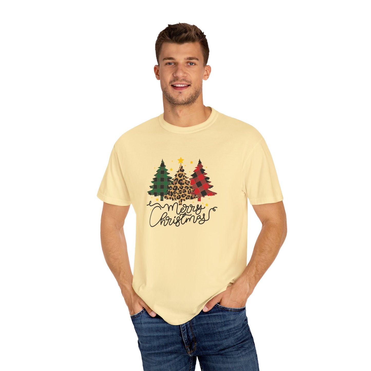 Merry Christmas, Trees - Unisex Garment-Dyed T-shirt - 10199