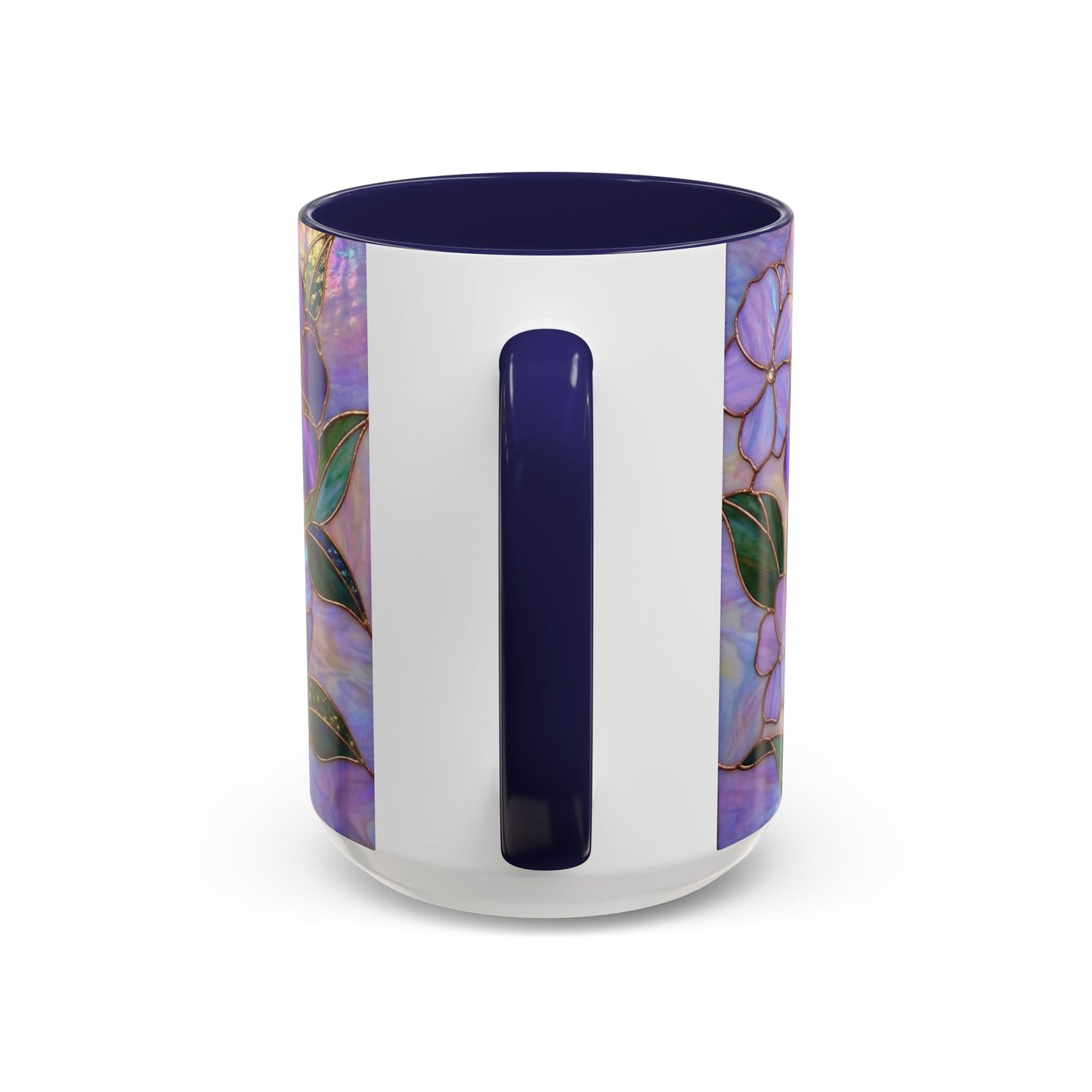 Stained Glass Violet Flowers Accent Coffee Mug, 11/15oz - 14537