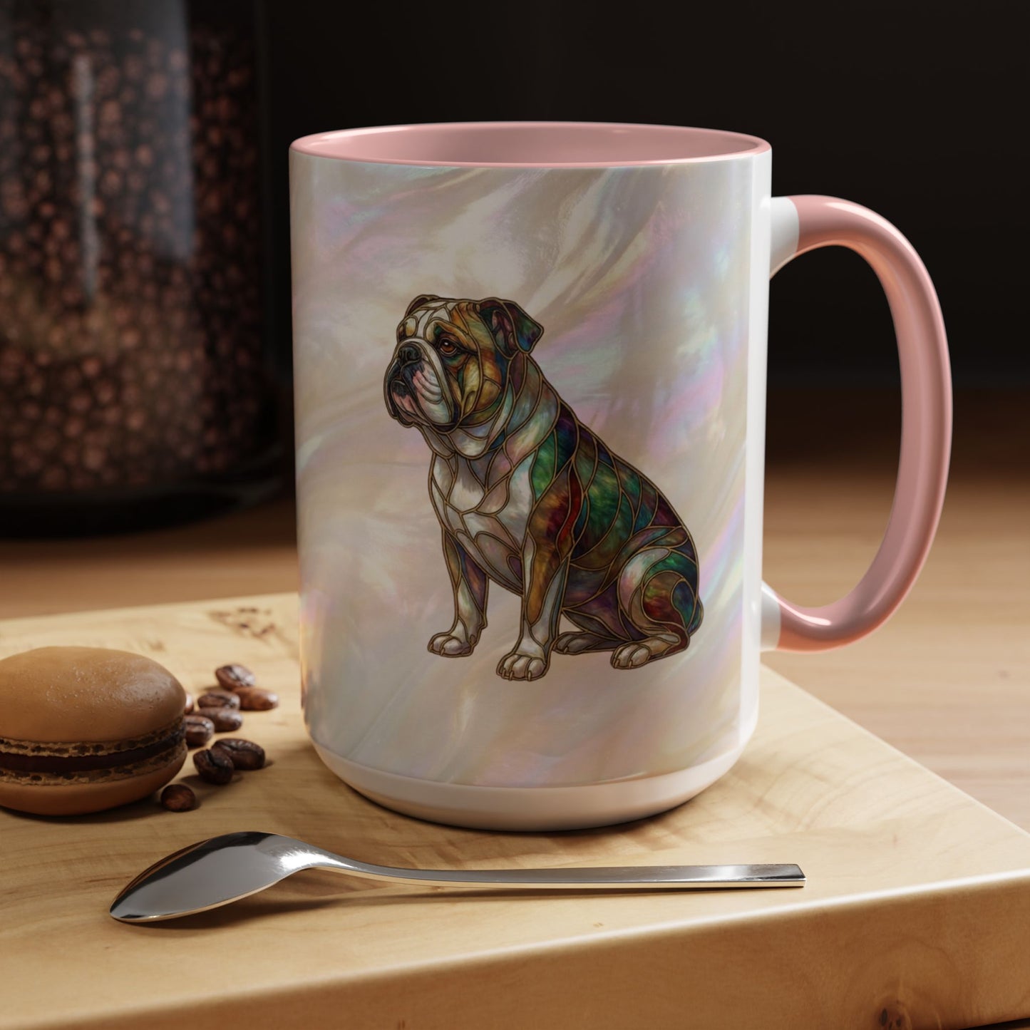 English Bulldog Accent Coffee Mug -Stained Glass Style (11/15oz) - 14630