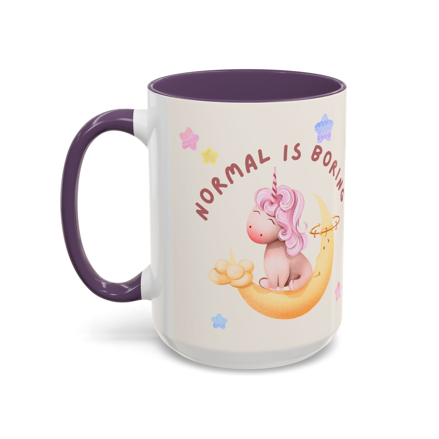 Normal is Boring, Be A Unicorn - Accent Coffee Mug (11, 15oz) - 11084