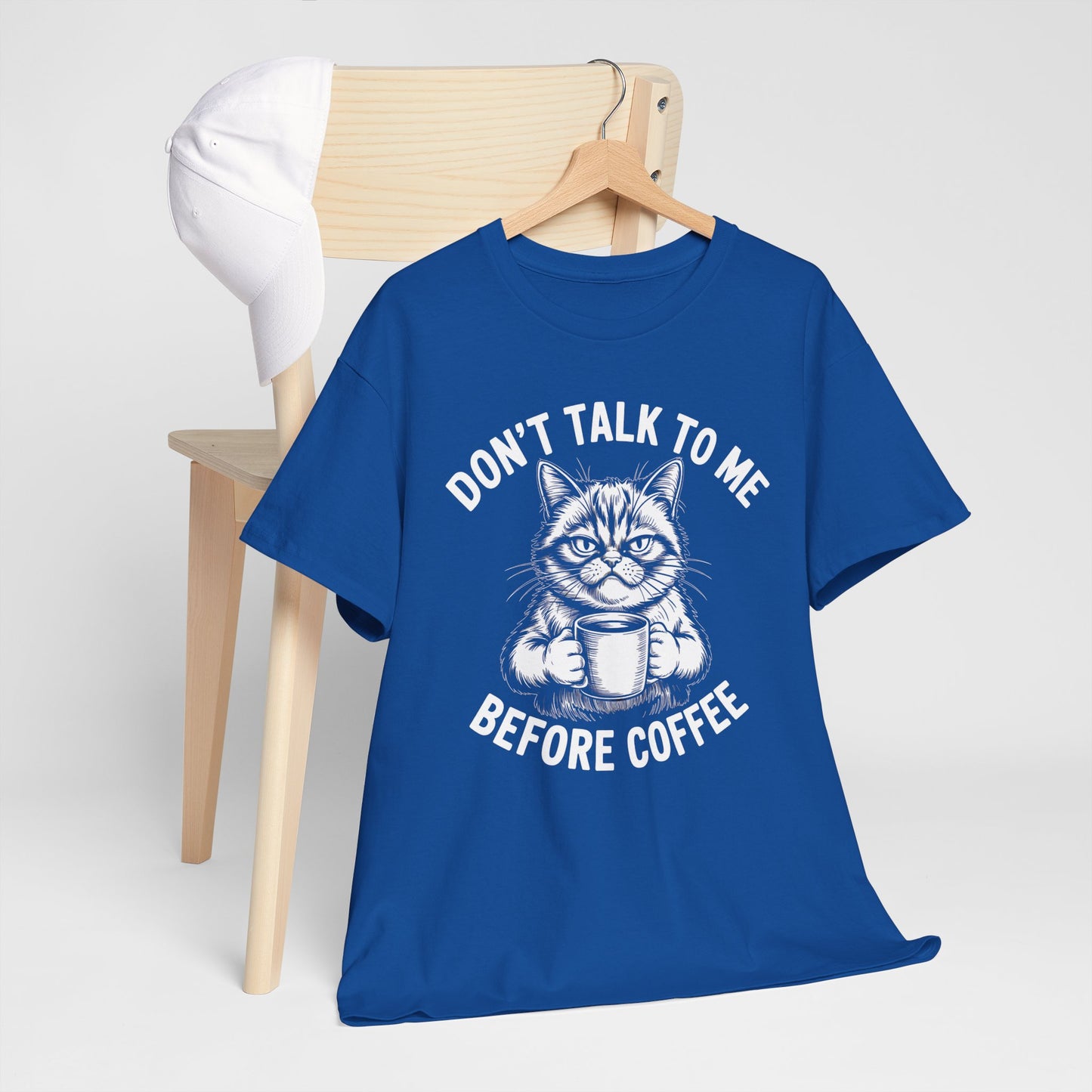 Funny Cat Coffee T-Shirt – “Don’t Talk To Me Before Coffee” Graphic Tee | Cute Grumpy Cat Shirt Gift - 14842