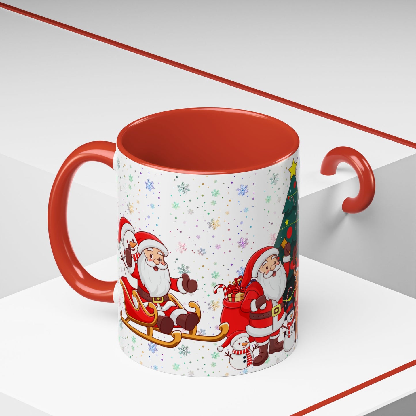 Christmas Party, Santa, Snowman & Reindeer - Accent Coffee Mug (11, 15oz) - 10427