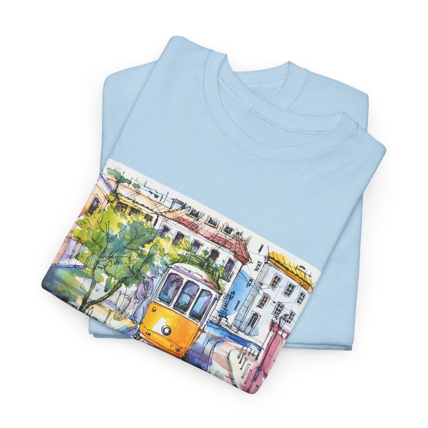 Lisbon Tram Unisex Heavy Cotton Tee - 12134