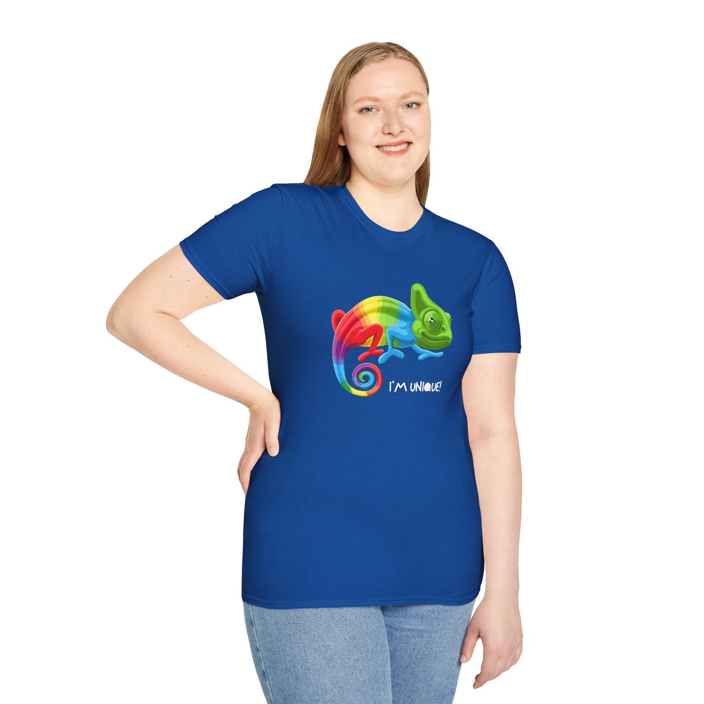 Unique Colorful Chameleon Unisex Softstyle T-Shirt - I'm Unique - 11823