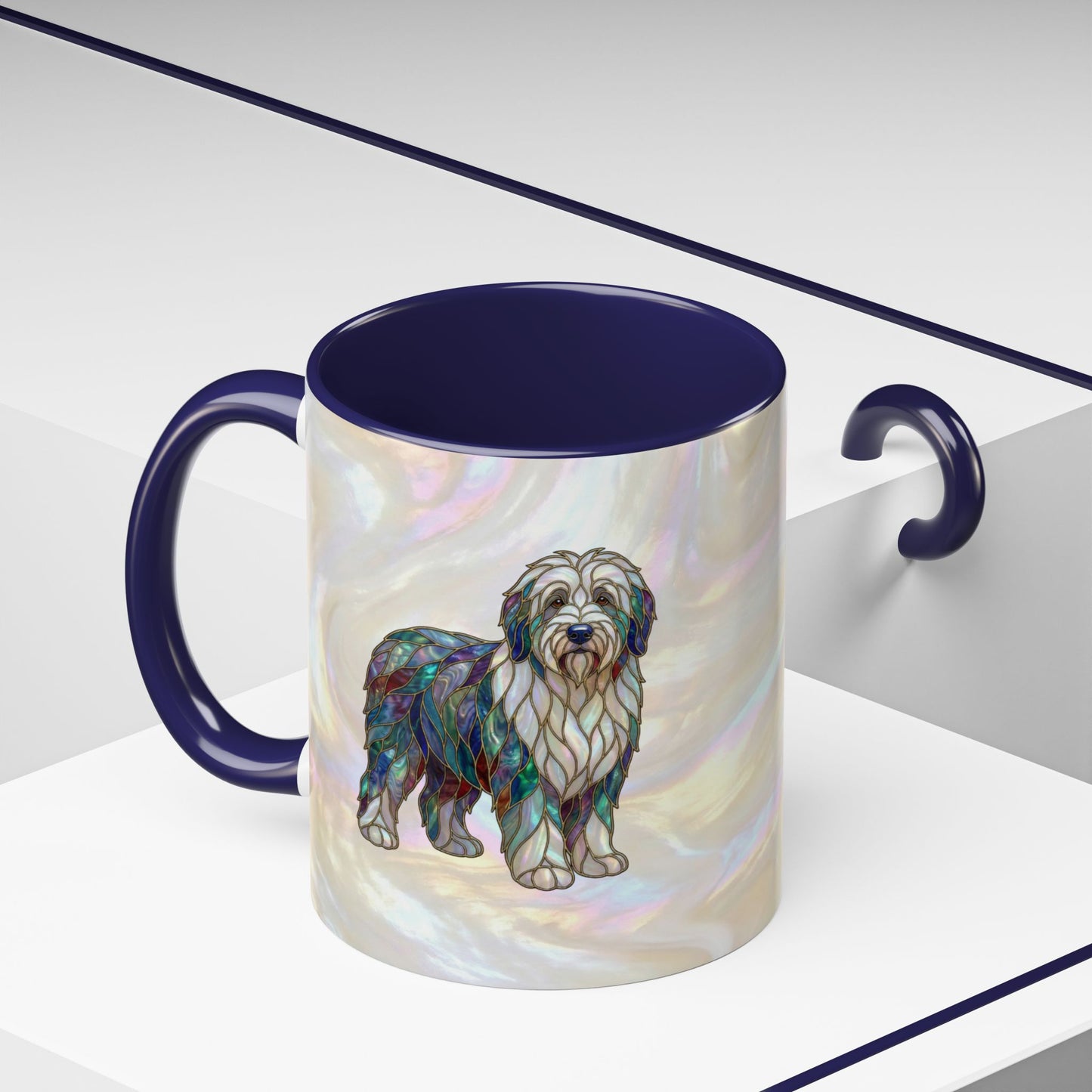 English Sheepdog Accent Coffee Mug -Stained Glass Style (11/15oz) - 14631