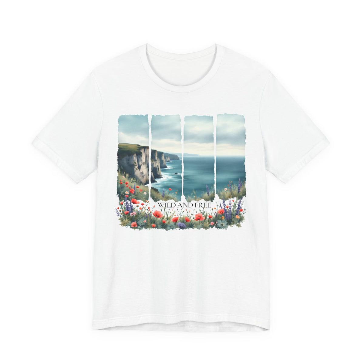 St. Andrews Coastal T-Shirt,  Scenic Cliffs, Wildflowers & Sea View - 14974