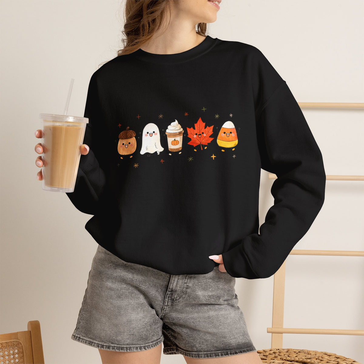 Cute Fall Harvest Sweatshirt, Ghost, Pumpkin Spice & Autumn Crewneck - 14534