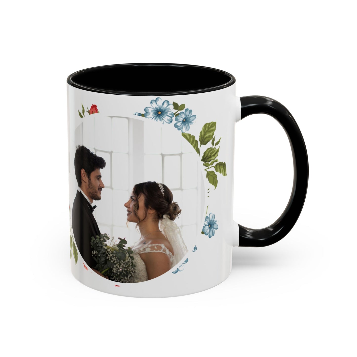 Happy Wedding, Details Customizable - Accent Coffee Mug (11, 15oz) - 10928