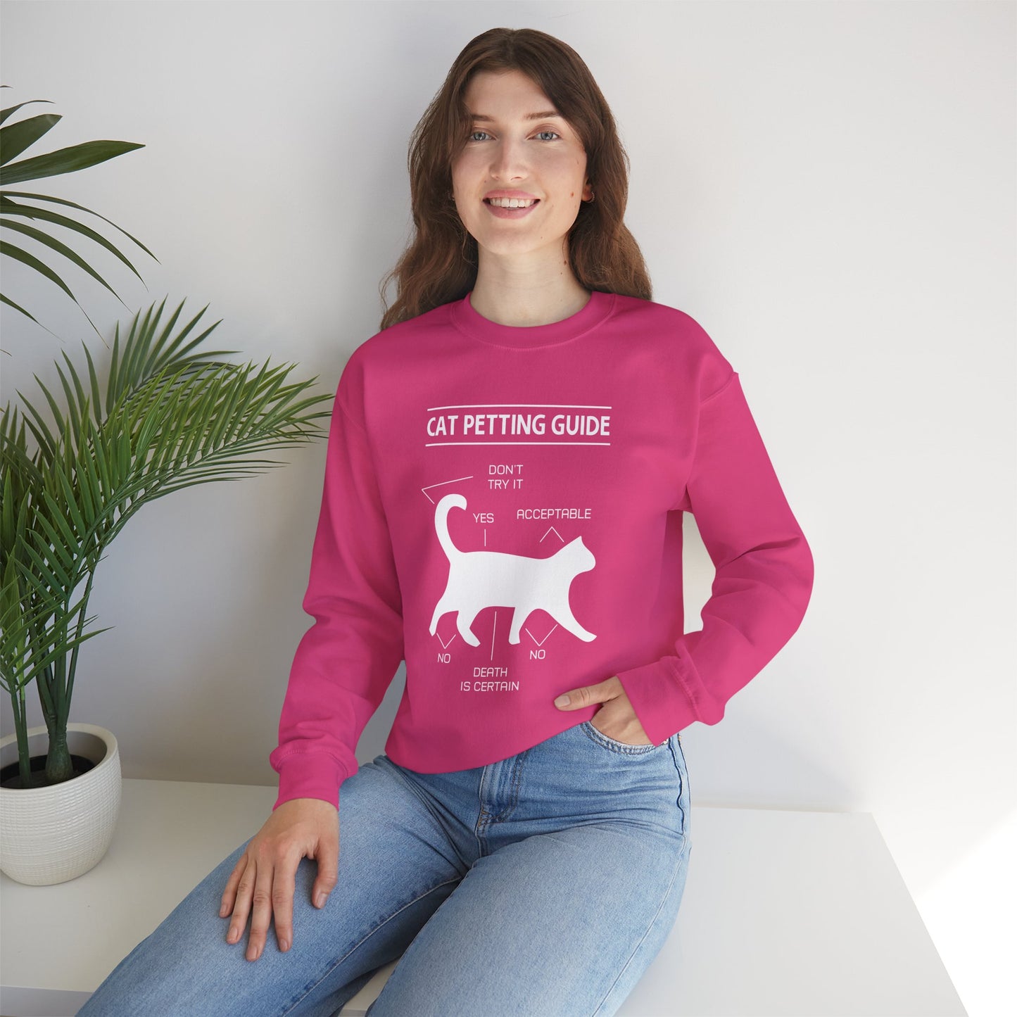 Cat Petting Guide - Unisex Heavy Blend™ Crewneck Sweatshirt