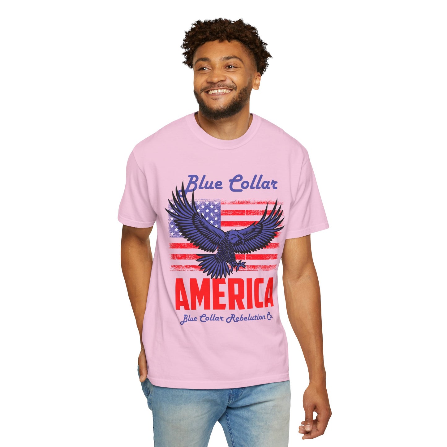 Unisex American Eagle Graphic Tee - Perfect for Patriotic Events, Casual Wear, 4th of July Gatherings, Gifts for Blue Collar Workers - 13695