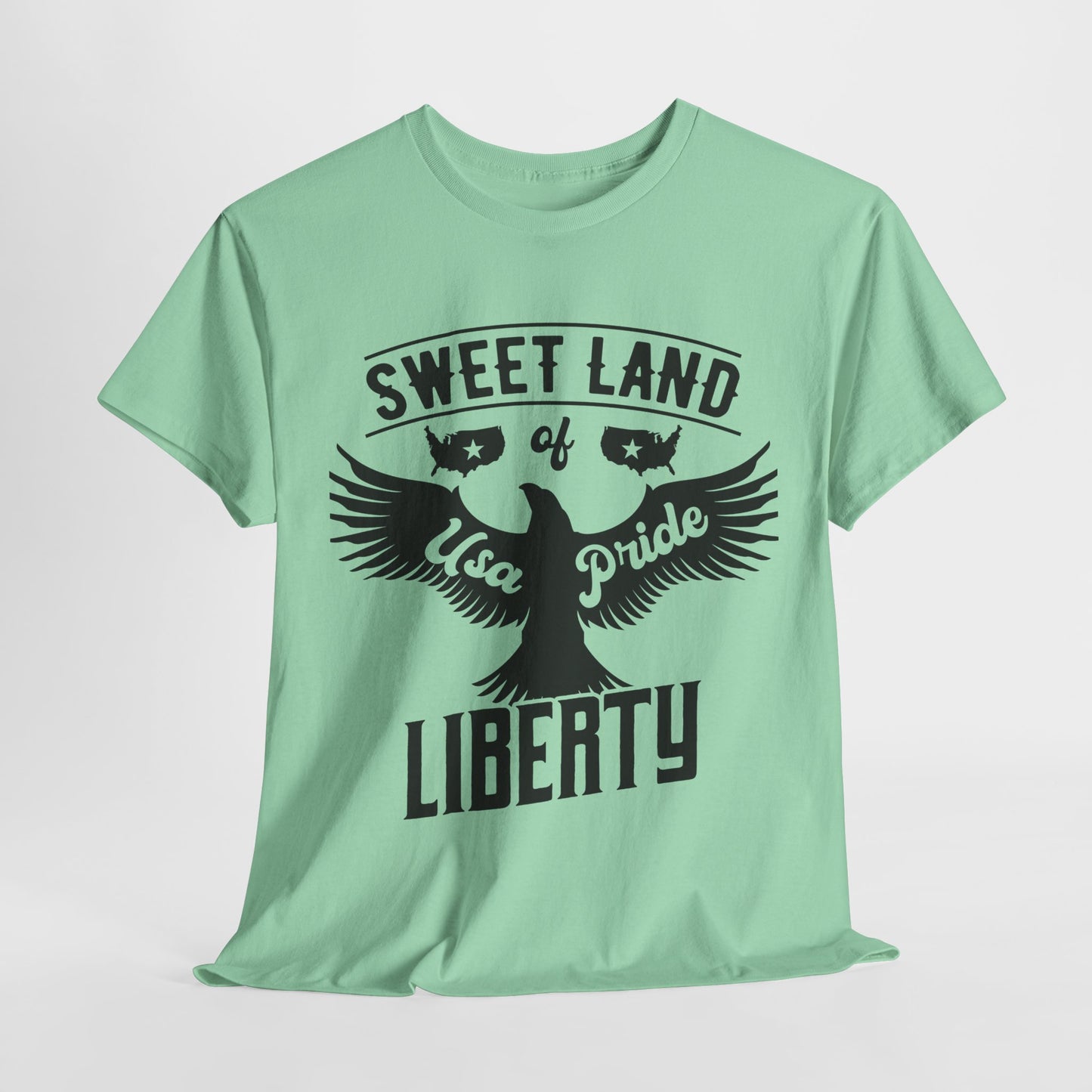 Sweet Land of Liberty Design, Unisex Heavy Cotton Tee: Patriotic T-shirt, Gift for Freedom Lovers, Casual Wear, Independence Day Shirt - 13492
