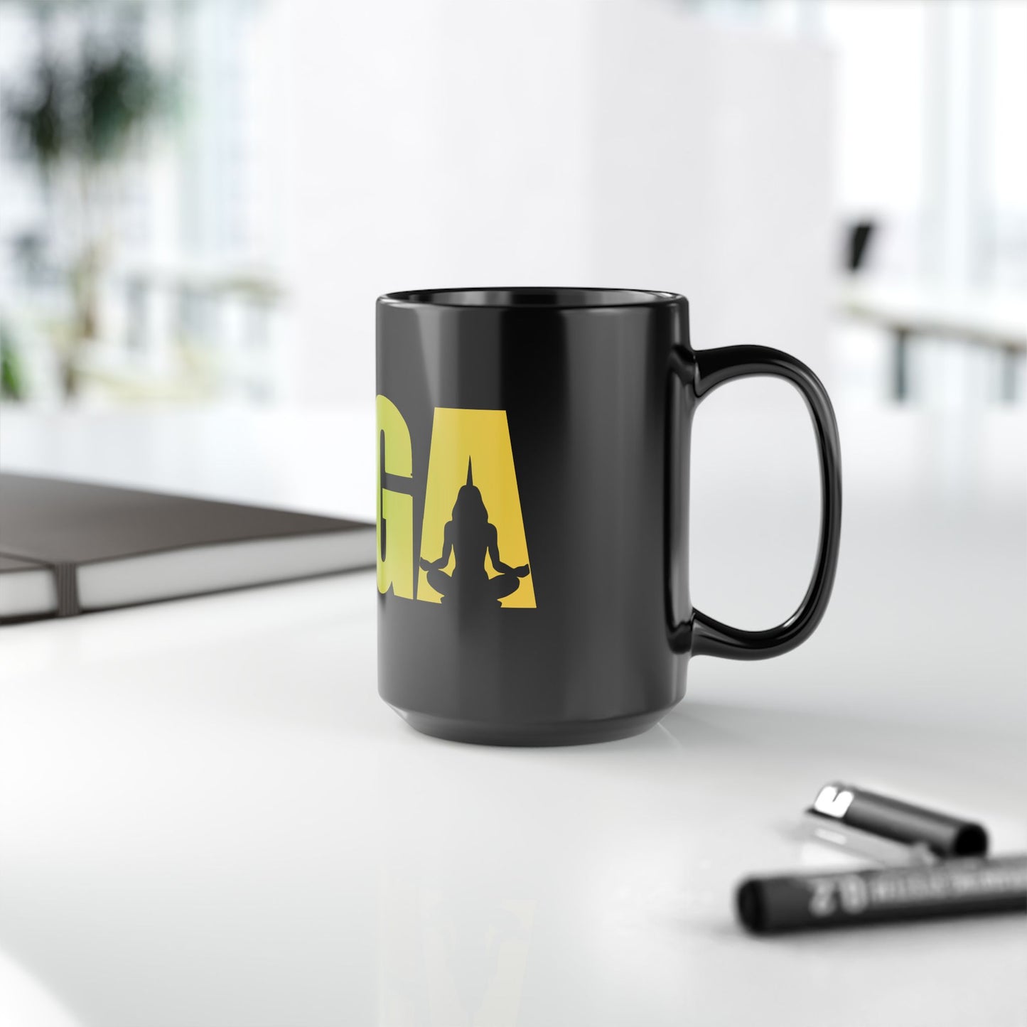 Yoga Inspiration Mug, Motivational Coffee Cup, Yoga Gifts for Yogis, Black Yoga Mug - 13154