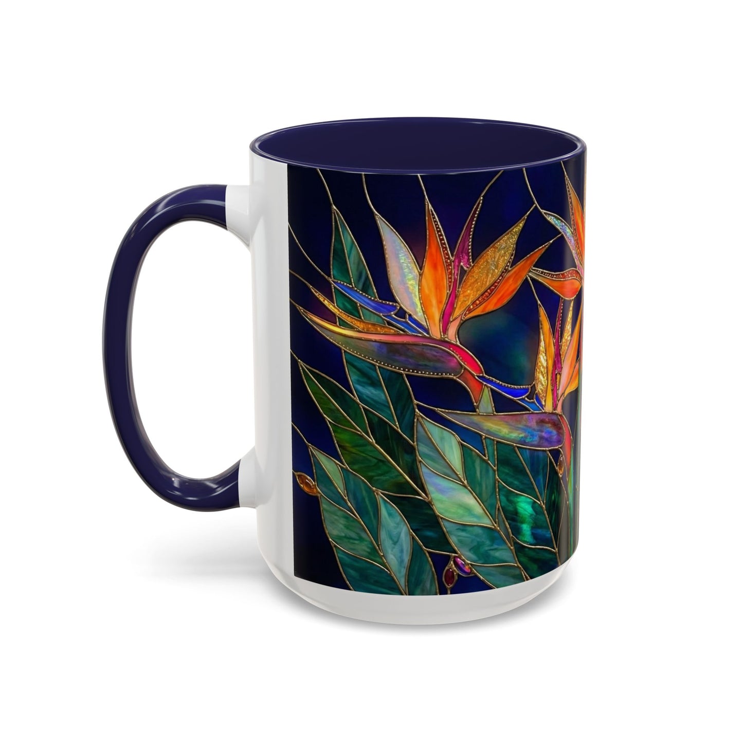 Bird of Paradise Floral Coffee Mug — Stained Glass Design 11/15oz - 14556