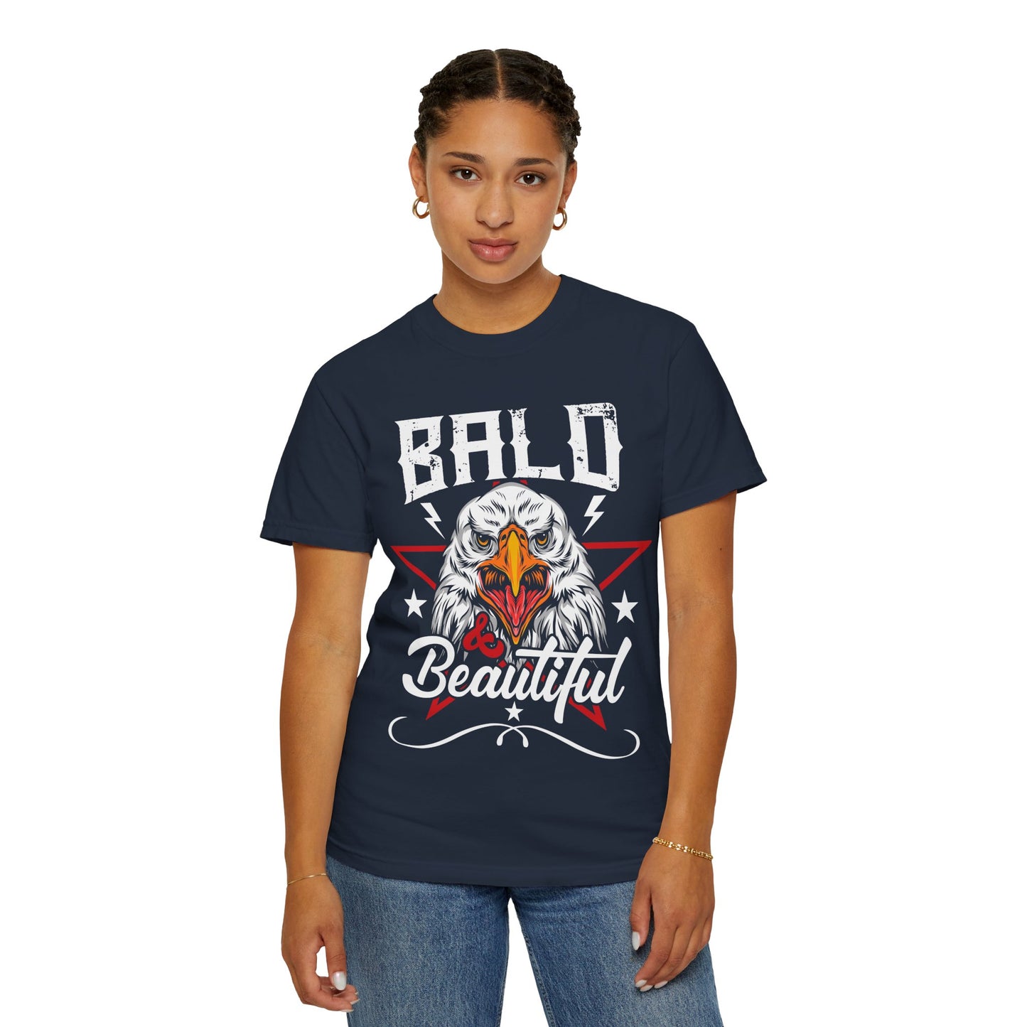 American Eagle, Bald is Beautiful T-Shirt, Unisex Garment-Dyed Tee - 13491