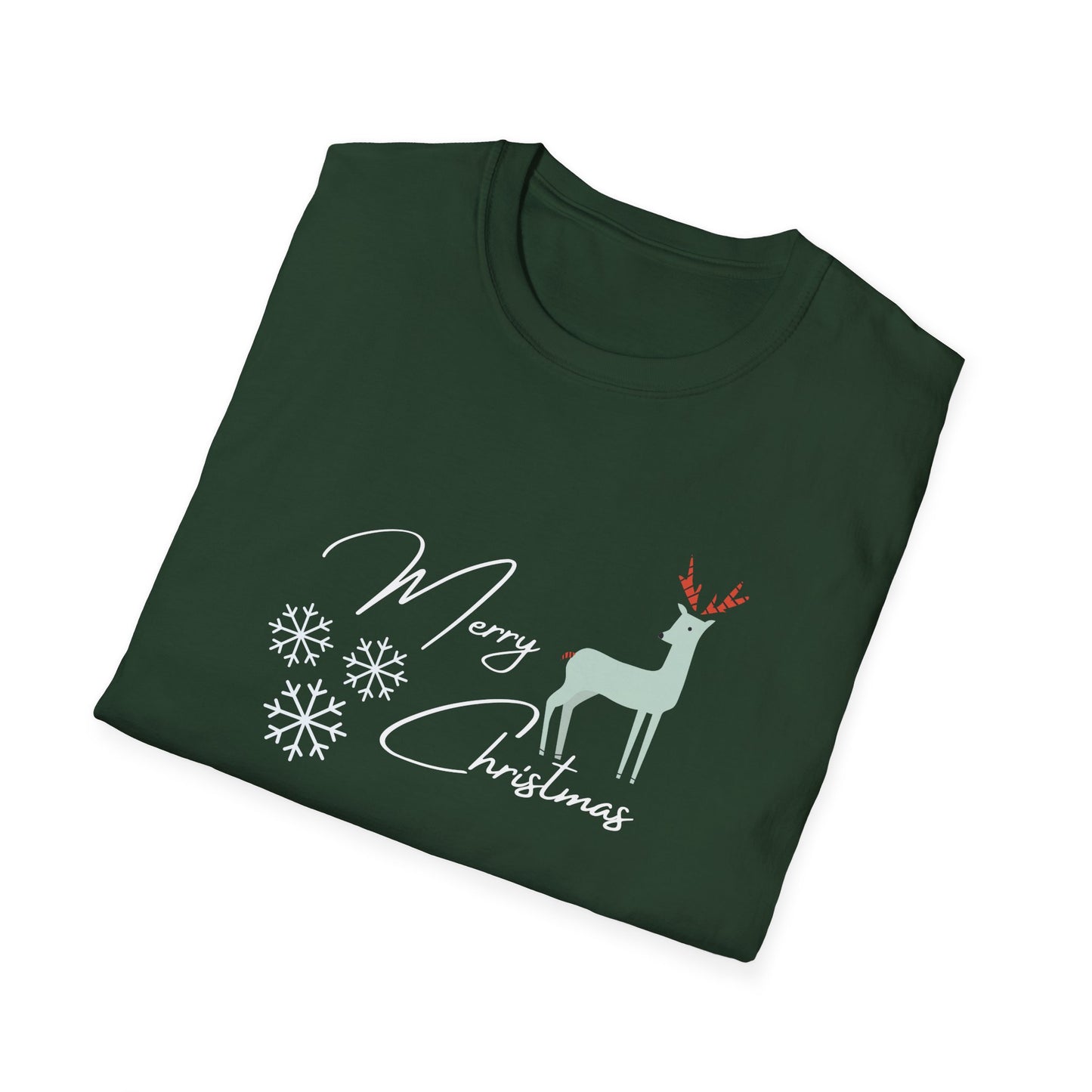 Reindeer, Merry Christmas - Unisex Softstyle T-Shirt - 10200